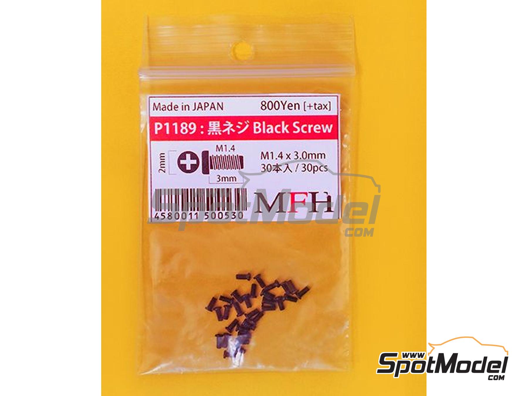 Image 3: Micro-tornillos negros | Tornillos fabricado por Model Factory Hiro (ref. MFH-P1189, tambien 4580011500530 y P1189)