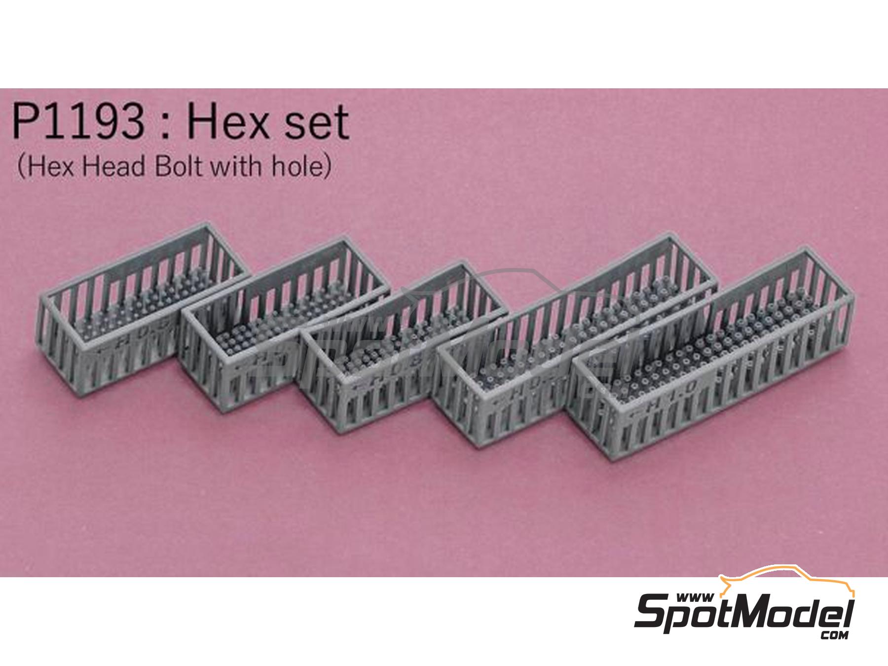 Image 1: Hexagonal Head Bolt with hole set | Detail manufactured by Model Factory Hiro (ref.&nbsp;MFH-P1193, also 4580011500578 and P1193)