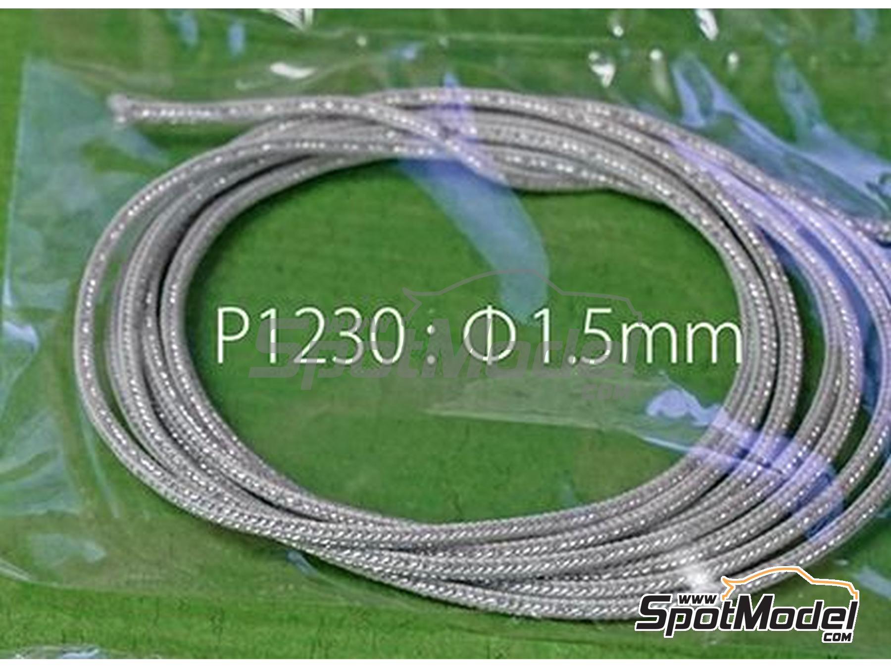 Image 2: Silver Wire Cord (1.5mm) + Connector Set | Detail manufactured by Model Factory Hiro (ref.&nbsp;MFH-P1230, also 4580011500943 and P1230)