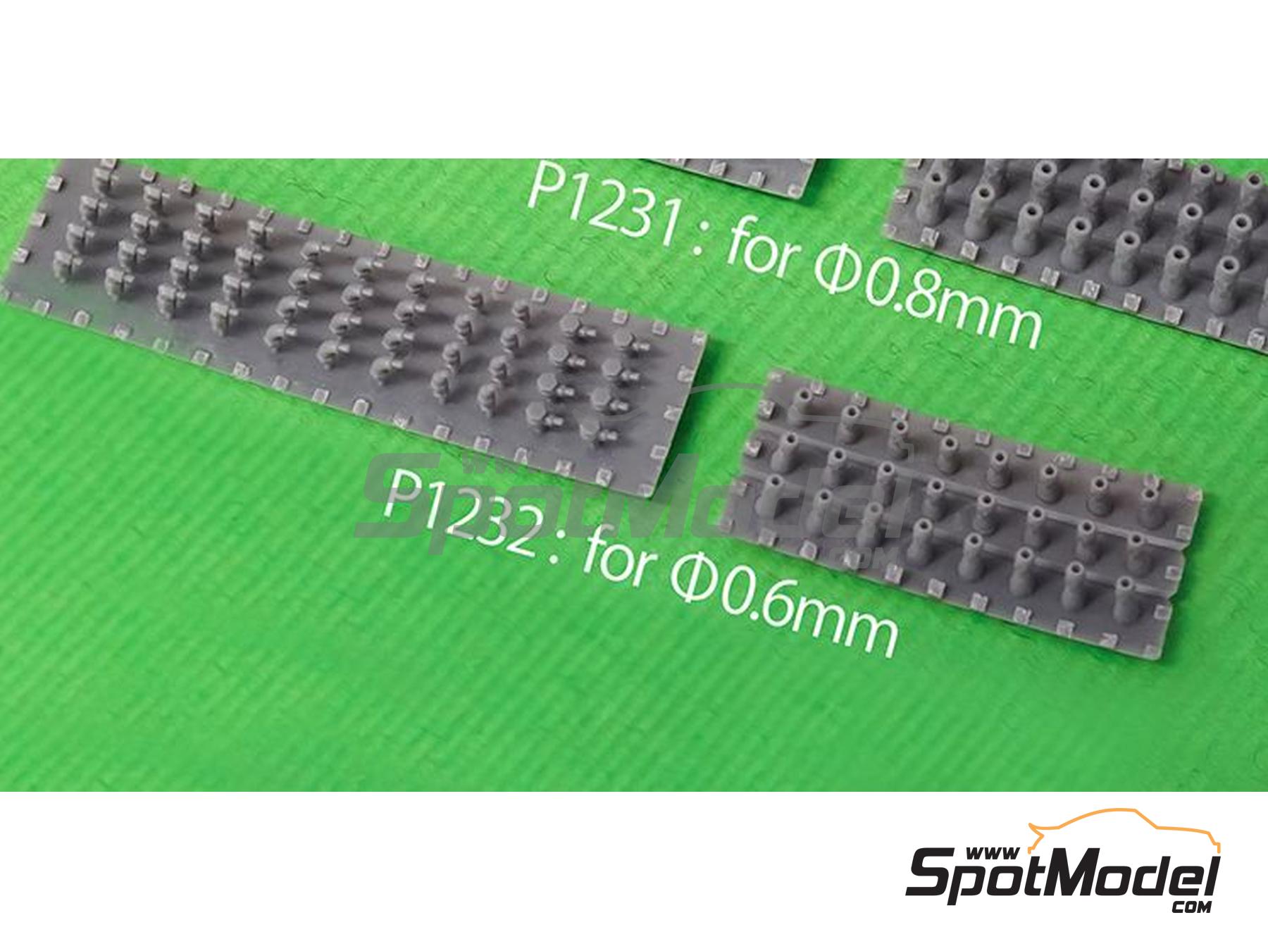 Image 1: Tubo plateado (0.6mm) con textura + Juego conectores | Detalle fabricado por Model Factory Hiro (ref.&nbsp;MFH-P1232, tambien 4580011500967 y P1232)