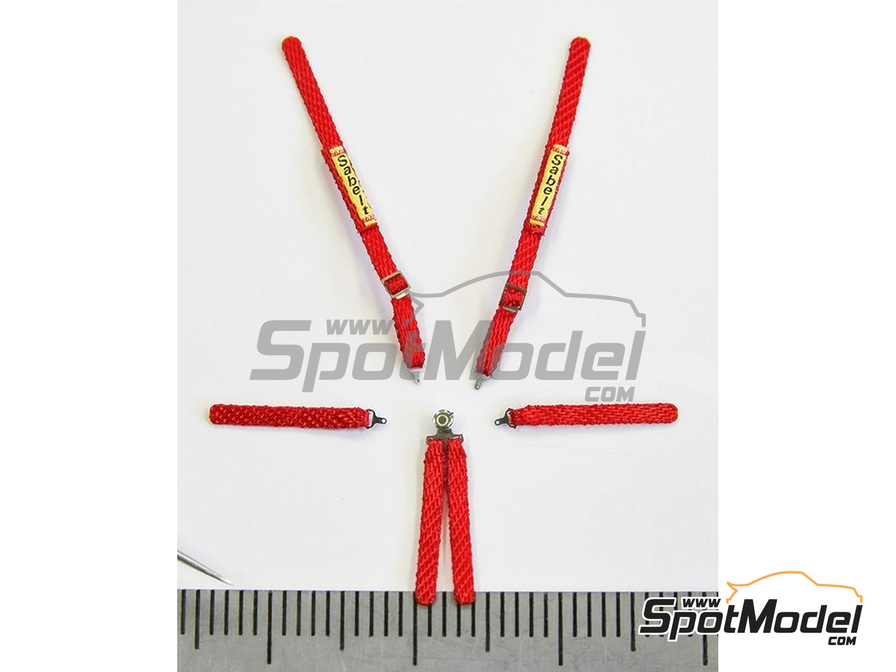 Image 2: Seat belt set red color - Sparco, Arexons, Britax, Boss, Willans, Sabelt | Seatbelts in 1/43 scale manufactured by Model Factory Hiro (ref.&nbsp;MFH-P1233, also 4580011500974 and P1233)