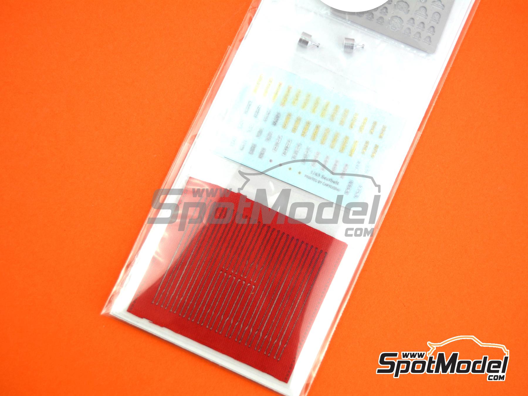 Image 6: Seat belt set red color - Sparco, Arexons, Britax, Boss, Willans, Sabelt | Seatbelts in 1/43 scale manufactured by Model Factory Hiro (ref.&nbsp;MFH-P1233, also 4580011500974 and P1233)