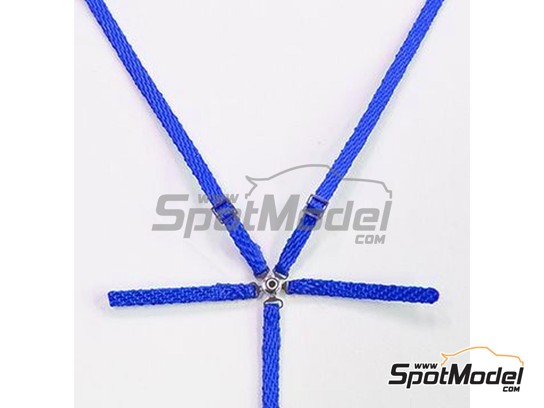 Image 3: Seat belt set blue color - Sparco, Arexons, Britax, Boss, Willans, Sabelt | Seatbelts in 1/43 scale manufactured by Model Factory Hiro (ref.&nbsp;MFH-P1234, also 4580011500981 and P1234)