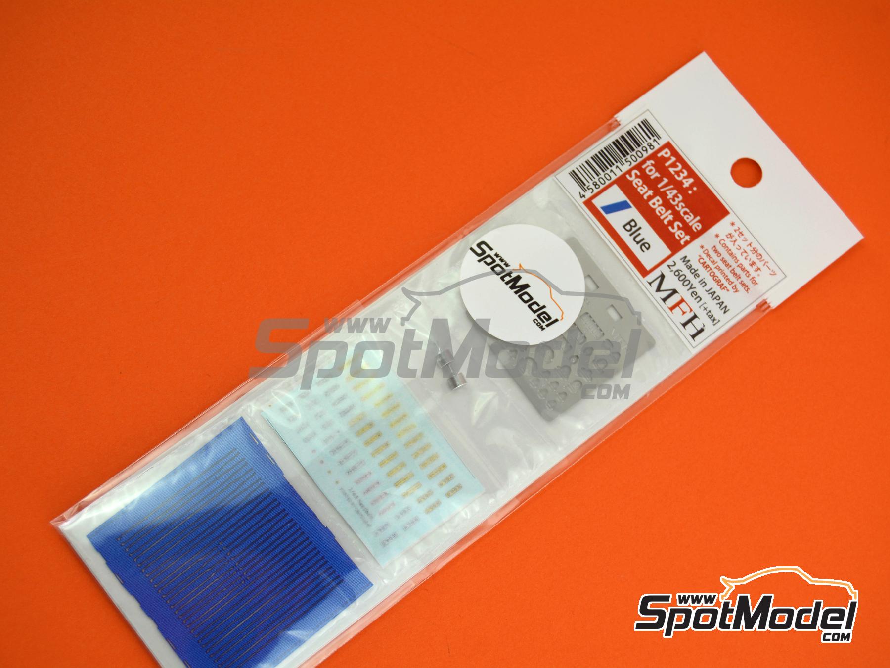 Image 4: Seat belt set blue color - Sparco, Arexons, Britax, Boss, Willans, Sabelt | Seatbelts in 1/43 scale manufactured by Model Factory Hiro (ref.&nbsp;MFH-P1234, also 4580011500981 and P1234)