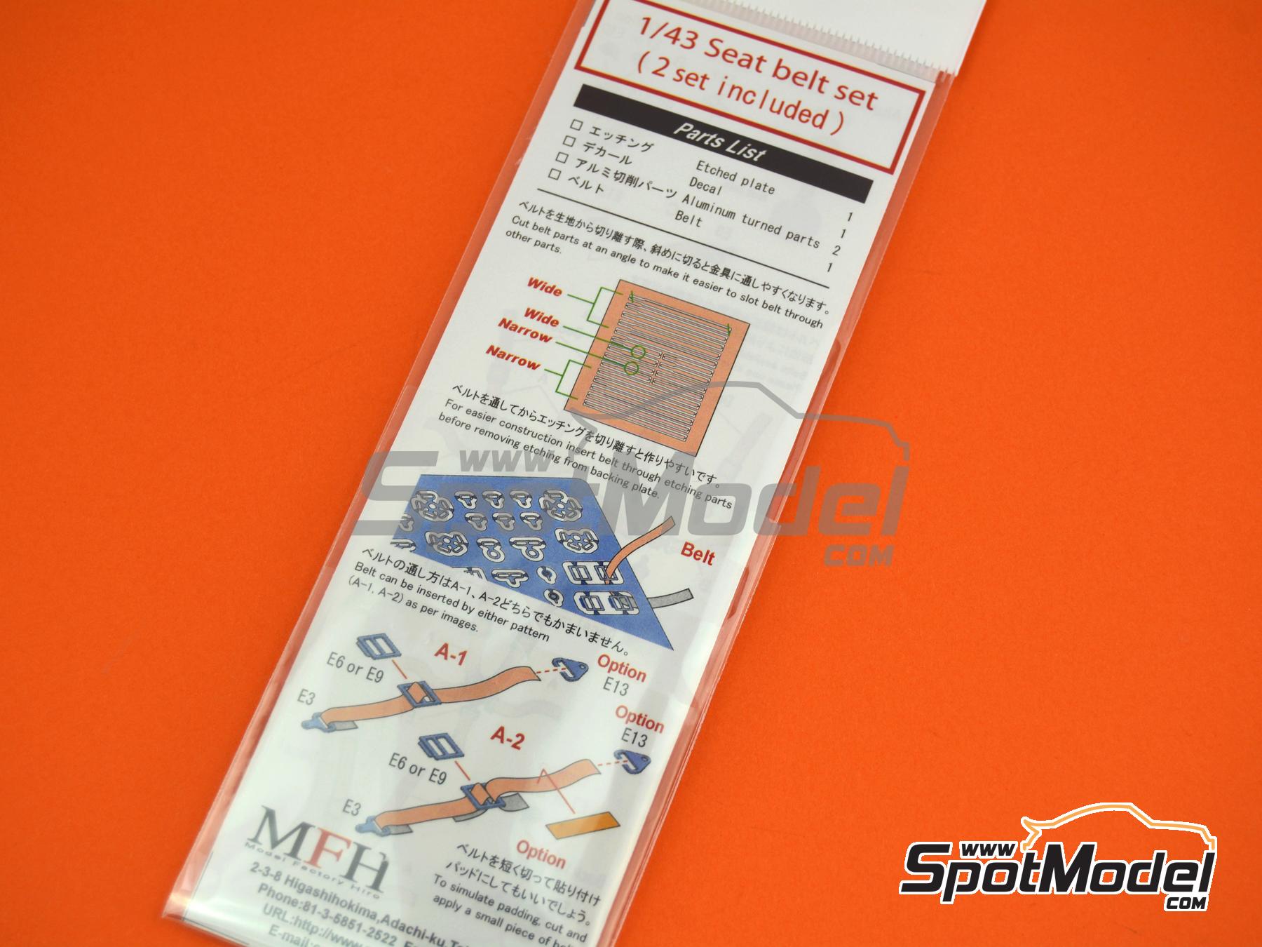 Image 5: Seat belt set blue color - Sparco, Arexons, Britax, Boss, Willans, Sabelt | Seatbelts in 1/43 scale manufactured by Model Factory Hiro (ref.&nbsp;MFH-P1234, also 4580011500981 and P1234)