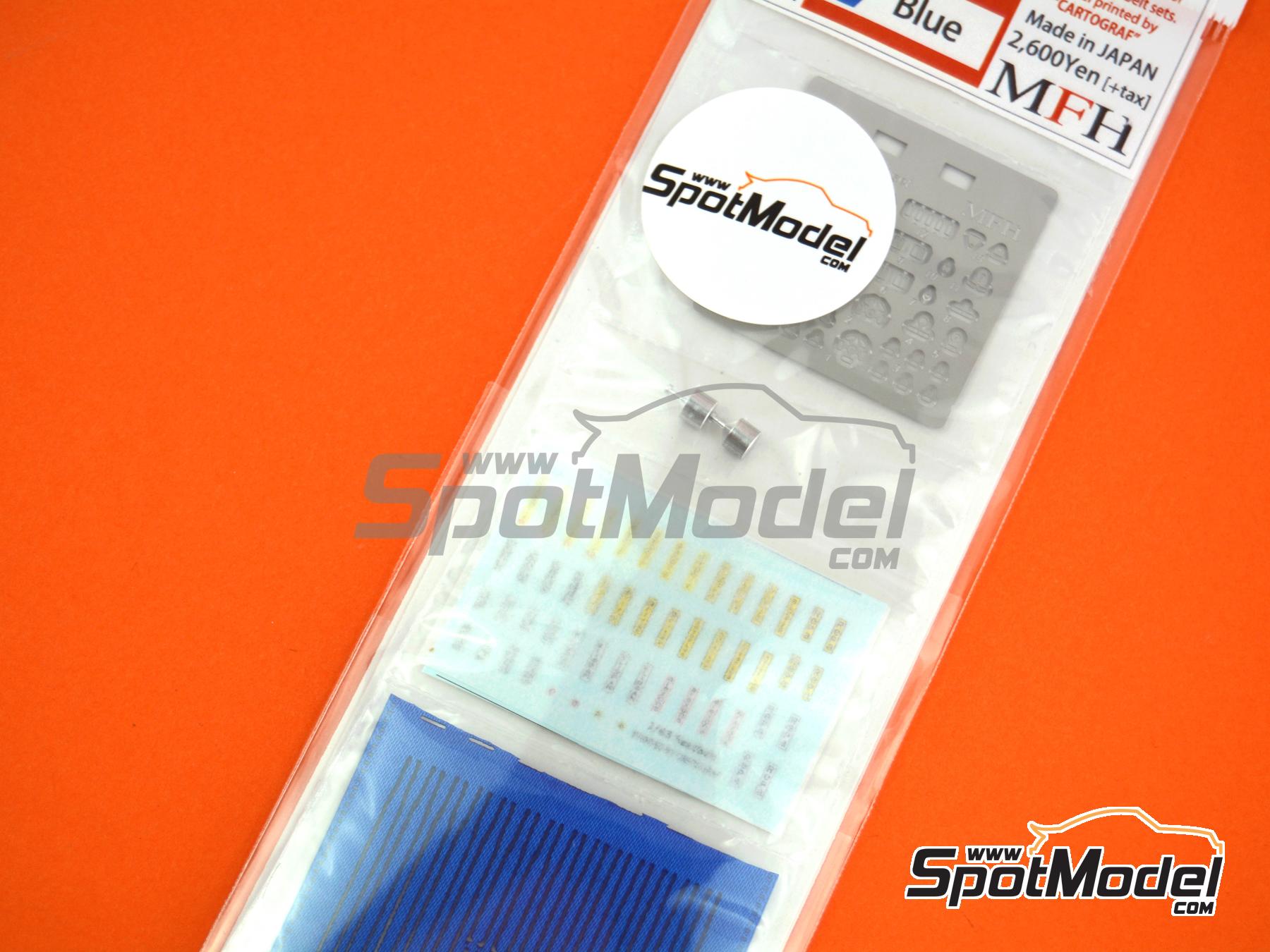 Image 7: Seat belt set blue color - Sparco, Arexons, Britax, Boss, Willans, Sabelt | Seatbelts in 1/43 scale manufactured by Model Factory Hiro (ref.&nbsp;MFH-P1234, also 4580011500981 and P1234)