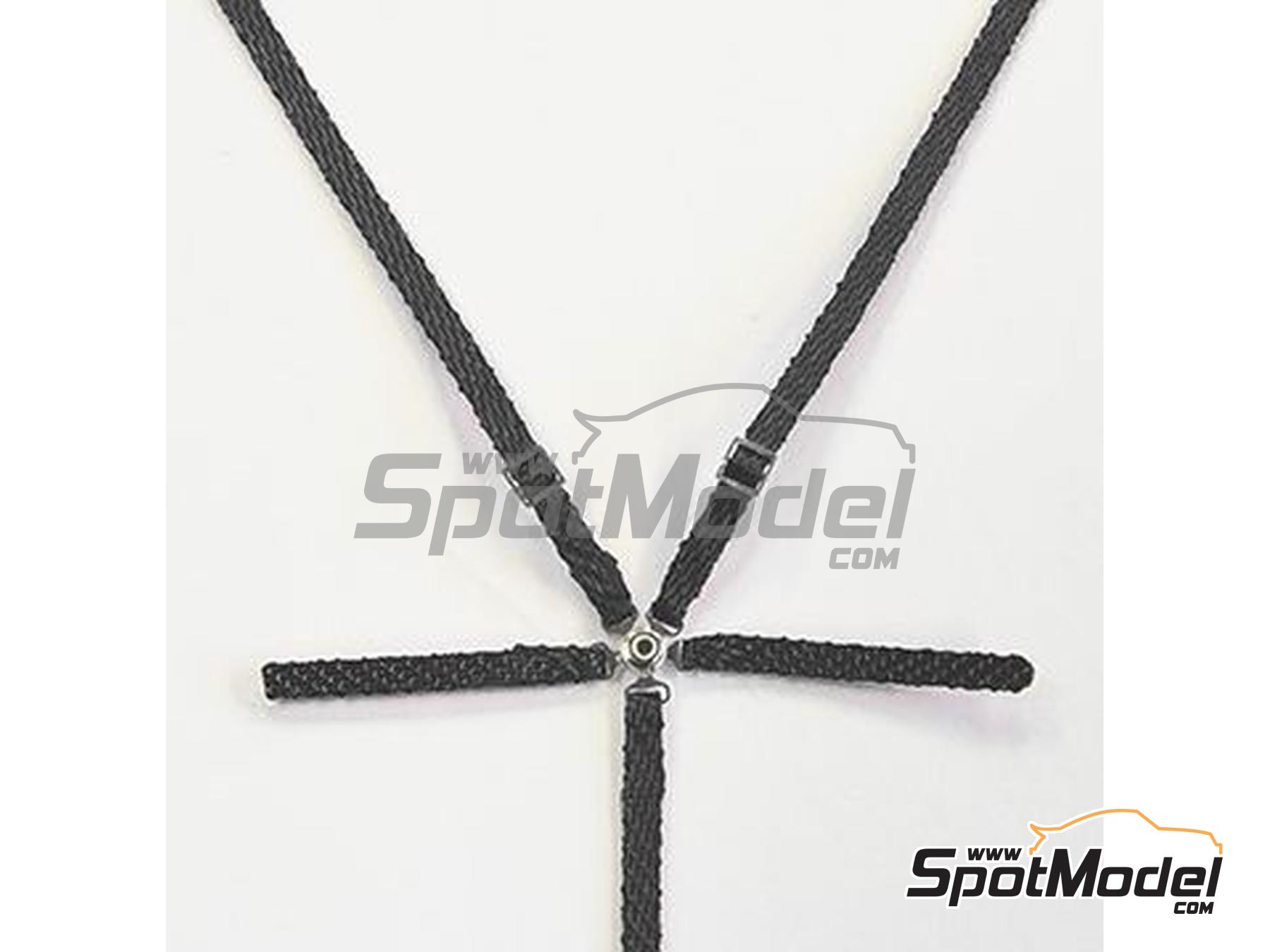 Image 3: Seat belt set black color - Sparco, Arexons, Britax, Boss, Willans, Sabelt | Seatbelts in 1/43 scale manufactured by Model Factory Hiro (ref.&nbsp;MFH-P1235, also 4580011500998 and P1235)