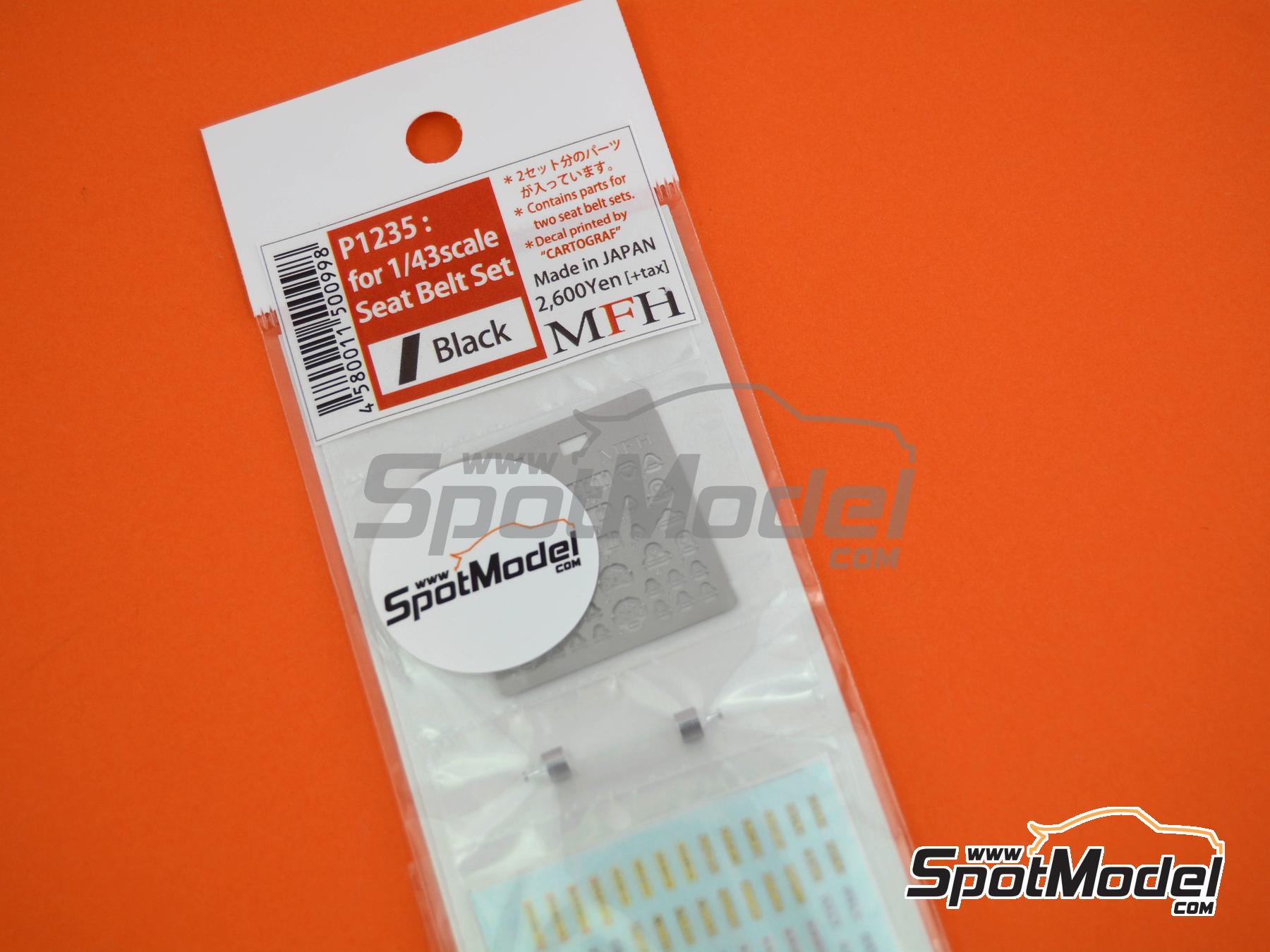 Image 4: Seat belt set black color - Sparco, Arexons, Britax, Boss, Willans, Sabelt | Seatbelts in 1/43 scale manufactured by Model Factory Hiro (ref.&nbsp;MFH-P1235, also 4580011500998 and P1235)