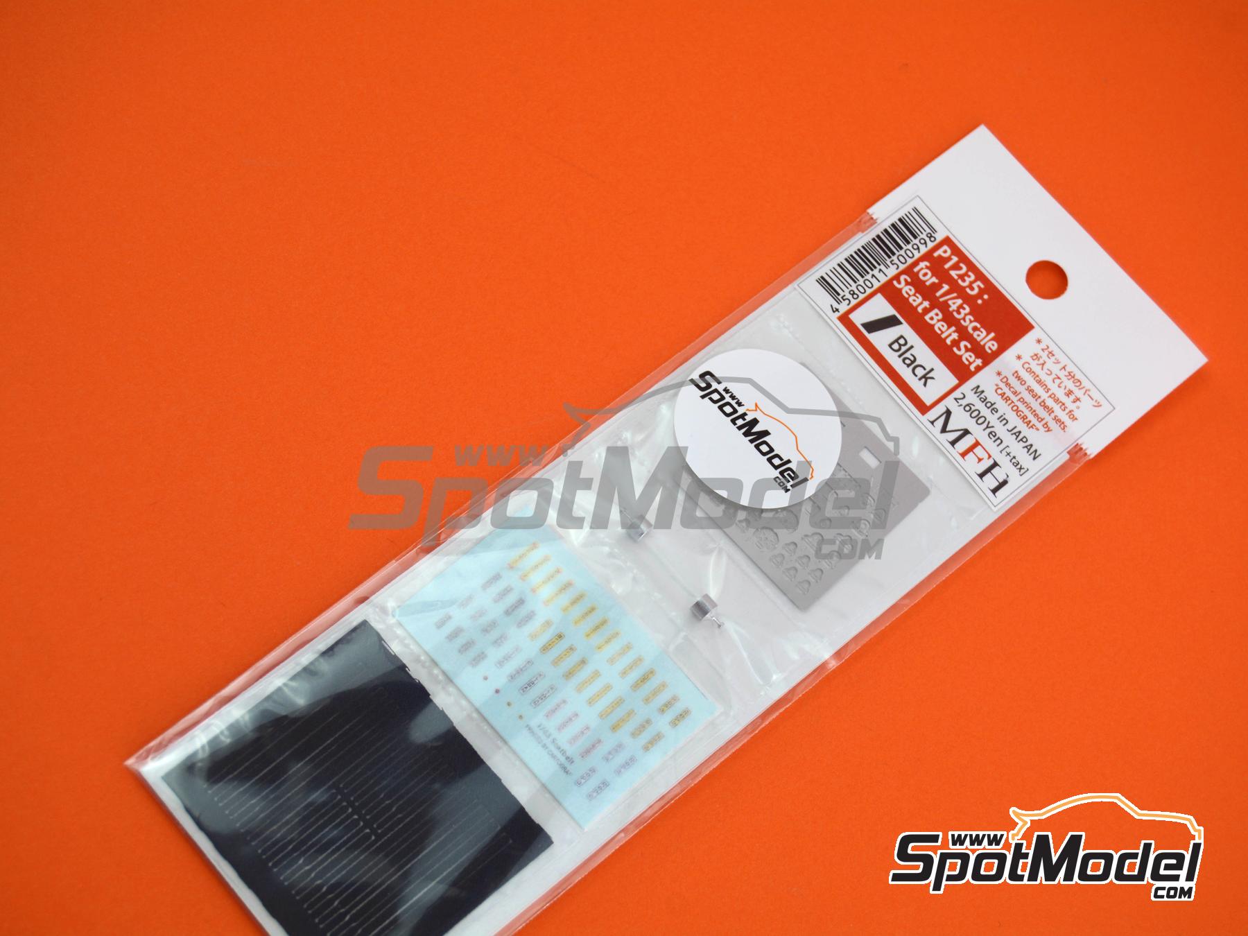 Image 6: Seat belt set black color - Sparco, Arexons, Britax, Boss, Willans, Sabelt | Seatbelts in 1/43 scale manufactured by Model Factory Hiro (ref.&nbsp;MFH-P1235, also 4580011500998 and P1235)