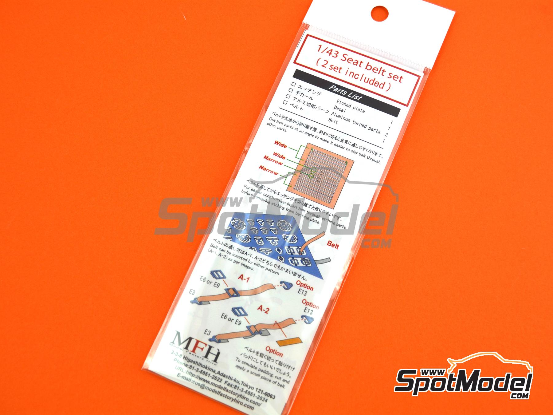 Image 7: Seat belt set black color - Sparco, Arexons, Britax, Boss, Willans, Sabelt | Seatbelts in 1/43 scale manufactured by Model Factory Hiro (ref.&nbsp;MFH-P1235, also 4580011500998 and P1235)