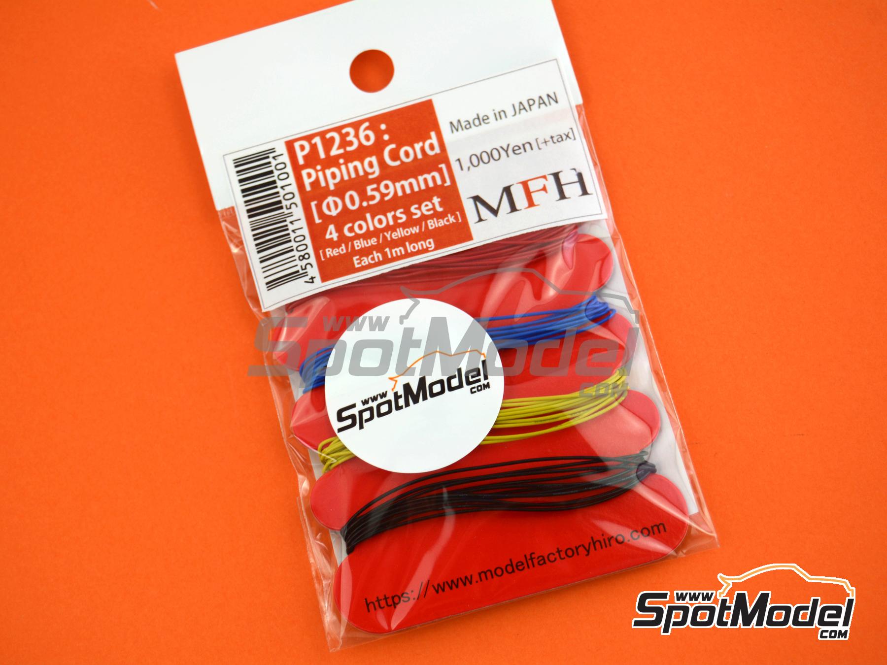 Image 2: Piping cord 0.59mm - Red, blue, yellow and black | Piping cord manufactured by Model Factory Hiro (ref.&nbsp;MFH-P1236, also 4580011501001 and P1236)