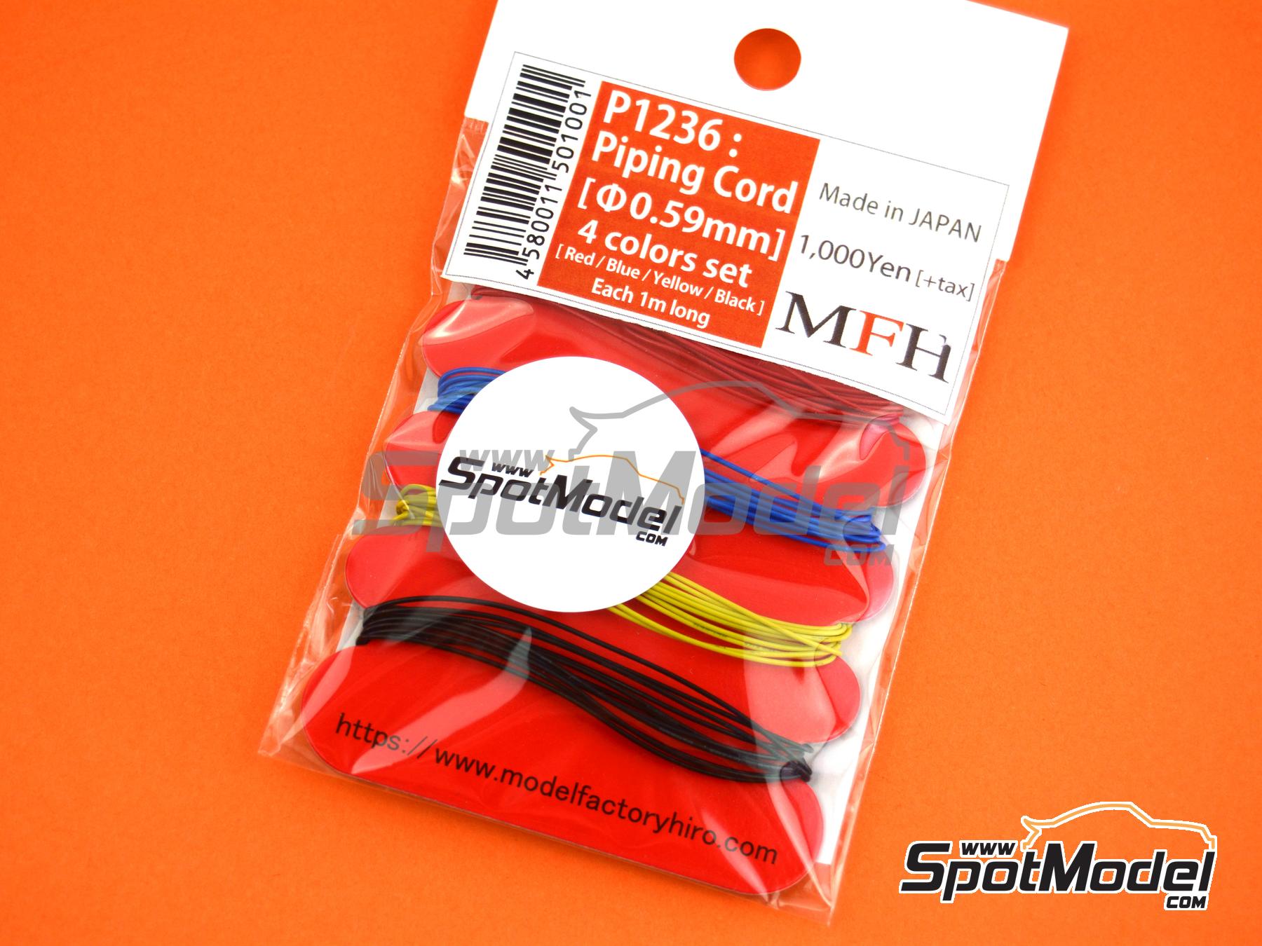 Image 3: Piping cord 0.59mm - Red, blue, yellow and black | Piping cord manufactured by Model Factory Hiro (ref.&nbsp;MFH-P1236, also 4580011501001 and P1236)