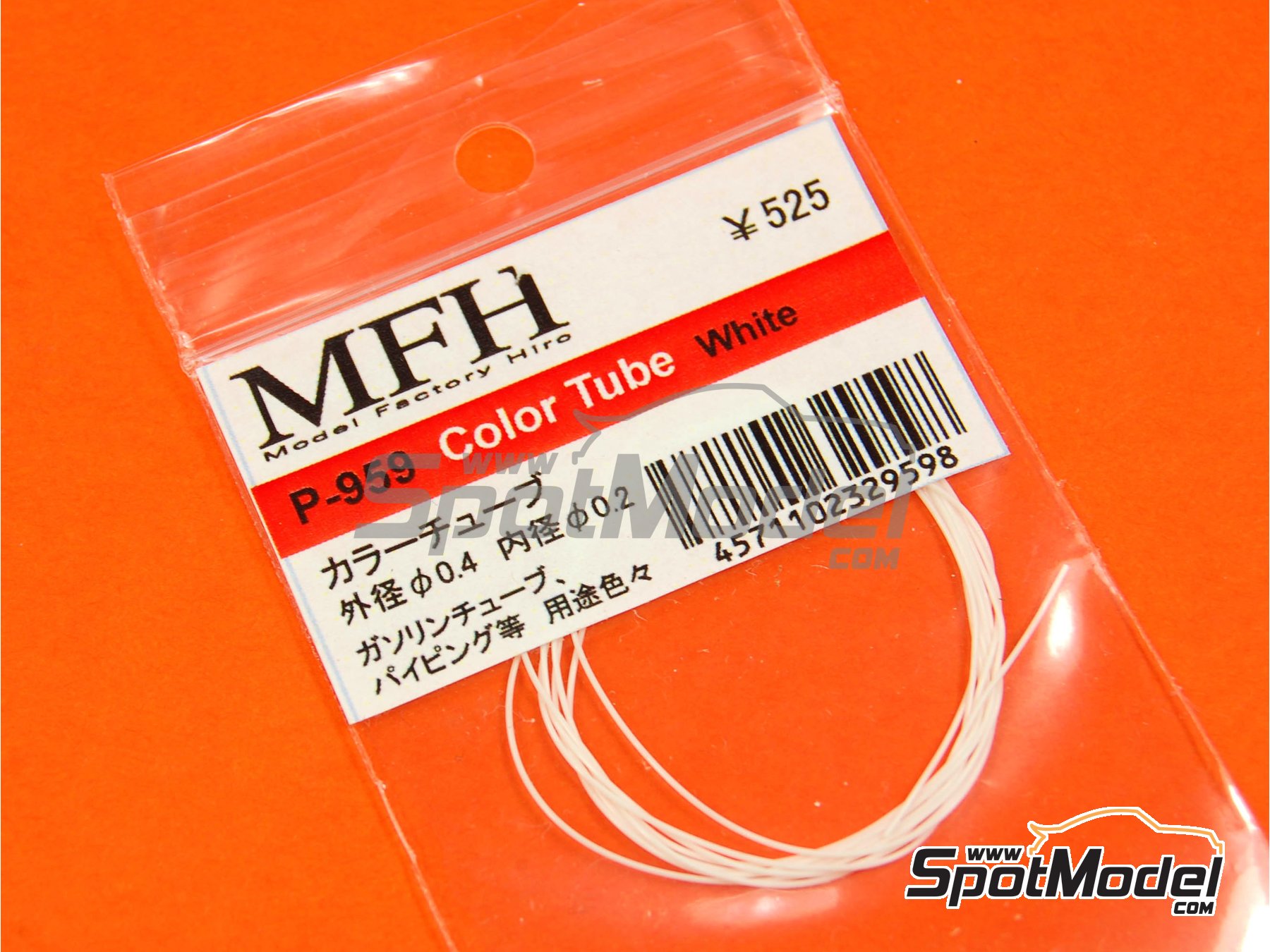 Image 1: Tubo color blanco de 0.4 mm (exterior) x 0.2 mm (interior) x 50 cm (longitud) | Tubo fabricado por Model Factory Hiro (ref.&nbsp;MFH-P959, tambien 4571102329598 y P959)