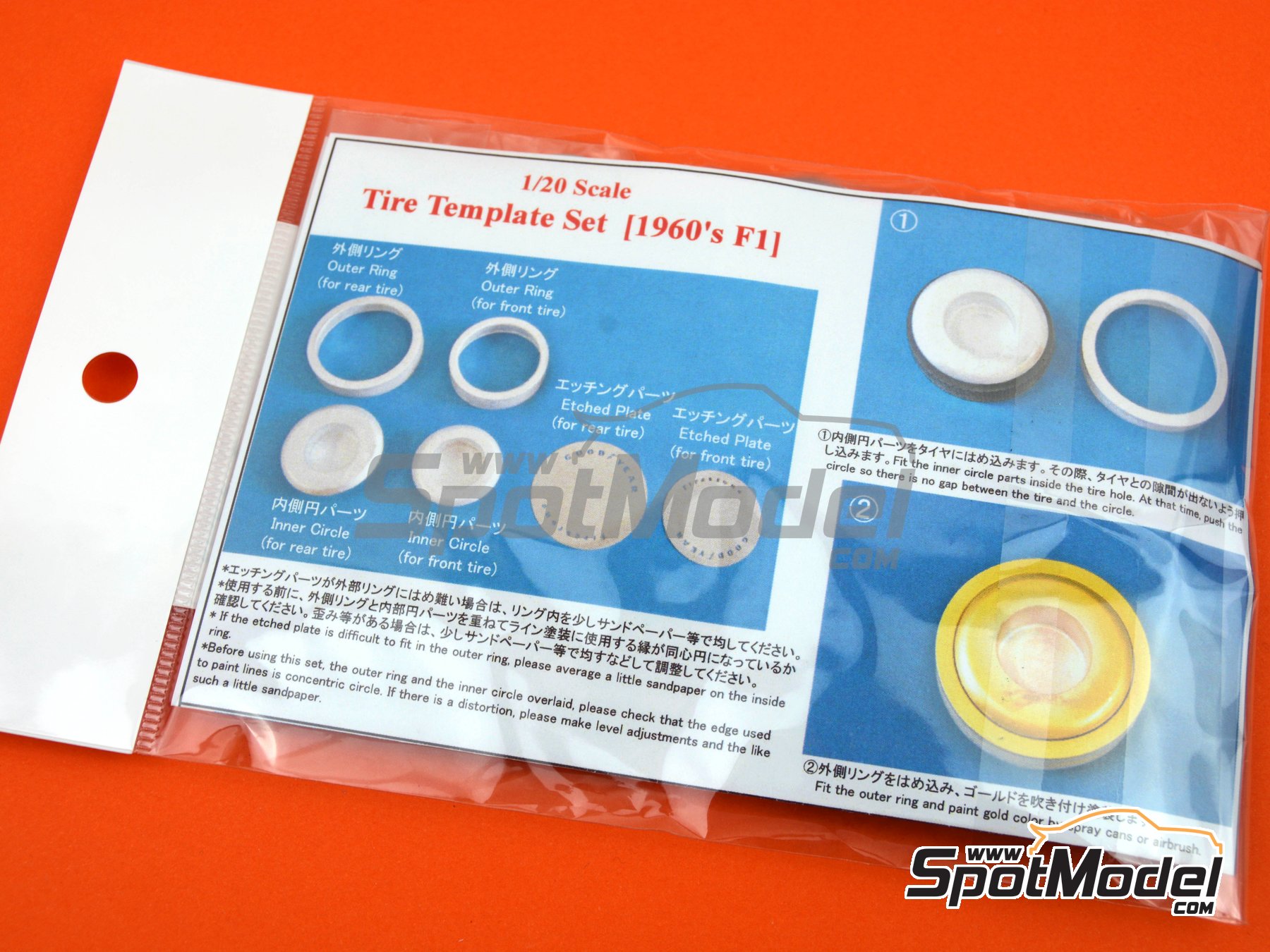 Image 4: Goodyear - Firestone tyre template -  60s | Logotypes in 1/20 scale manufactured by Model Factory Hiro (ref.&nbsp;MFH-P987, also 4571102329871 and P987)