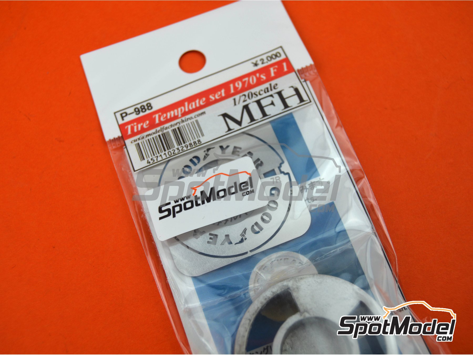 Image 1: Goodyear tyre template -  70s | Logotypes in 1/20 scale manufactured by Model Factory Hiro (ref.&nbsp;MFH-P988, also 4571102329888, P988 and P-988)