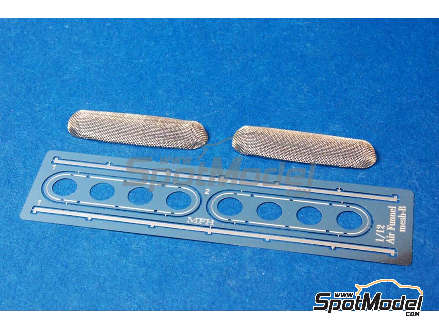 Image 1: Oval funnel mesh with mount - DFV engine | Mesh in 1/12 scale manufactured by Model Factory Hiro (ref. MFH-P999, also 4571102329994 and P999)