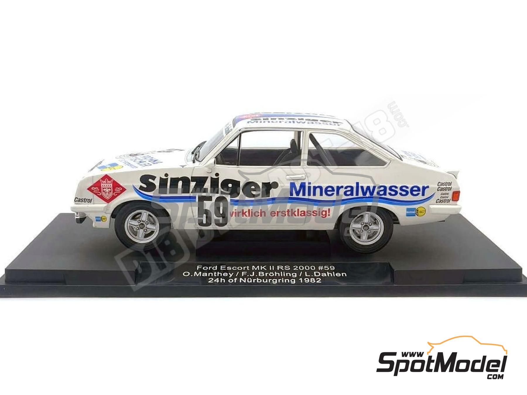 Image 3: Ford Escort MK II RS 2000 Brauneiser Renntechnik Team sponsored by Sinziger Mineralwasser - 24 Hours N&uuml;rburgring 1982 | Diecast model car in 1/18 scale manufactured by Modelcar Group (ref.&nbsp;DIE-62419, also MCG18438R)