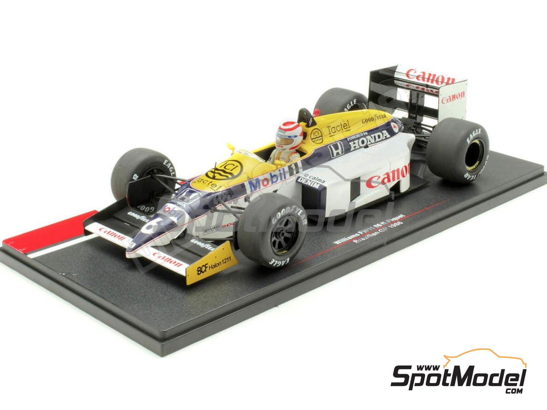 Image 1: Williams Honda FW11 Williams Grand Prix Engineering Team sponsored by Canon, Tactel - Brazilian Formula 1 Grand Prix 1986 | Diecast model car in 1/18 scale manufactured by Modelcar Group (ref.&nbsp;DIE-62423, also 18626F)