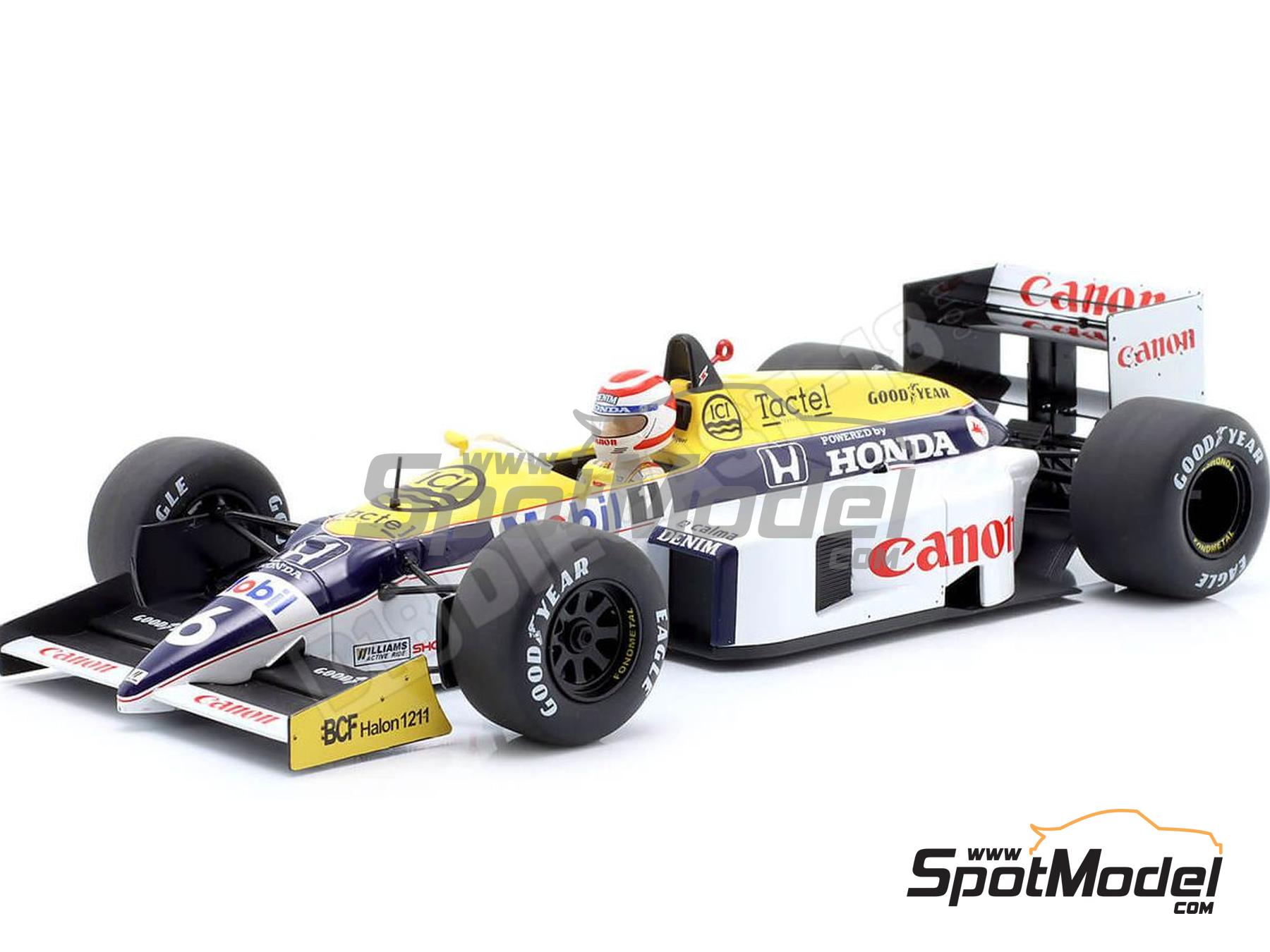 Image 4: Williams Honda FW11 Williams Grand Prix Engineering Team sponsored by Canon, Tactel - Brazilian Formula 1 Grand Prix 1986 | Diecast model car in 1/18 scale manufactured by Modelcar Group (ref.&nbsp;DIE-62423, also 18626F)