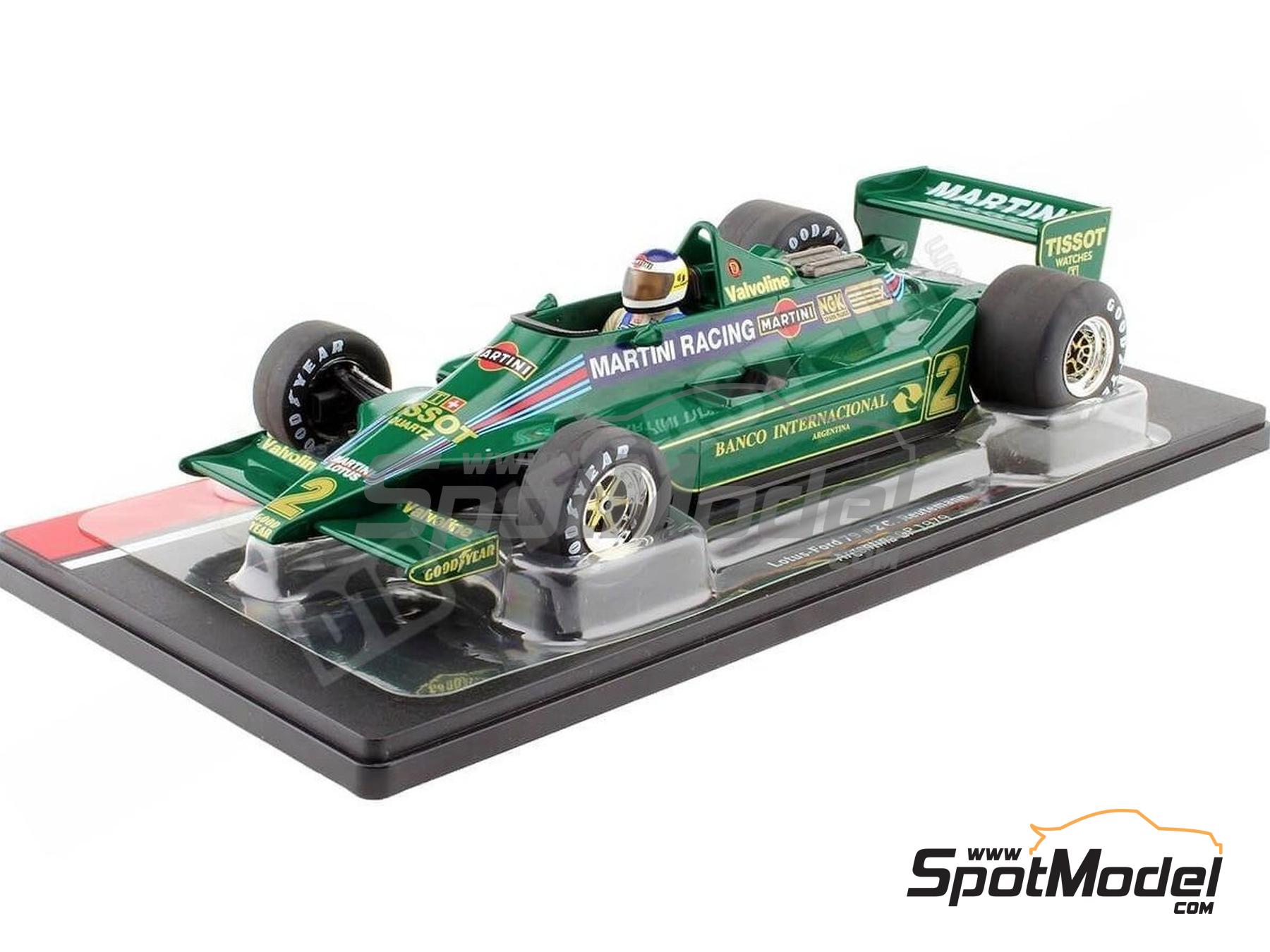 Image 1: Lotus Ford 79 Martini Racing Lotus Team sponsored by Banco Internacional Argentina - Argentine Formula 1 Grand Prix 1979 | Diecast model car in 1/18 scale manufactured by Modelcar Group (ref.&nbsp;DIE-62427, also 4052176751022, 18621F and MCG18621F)