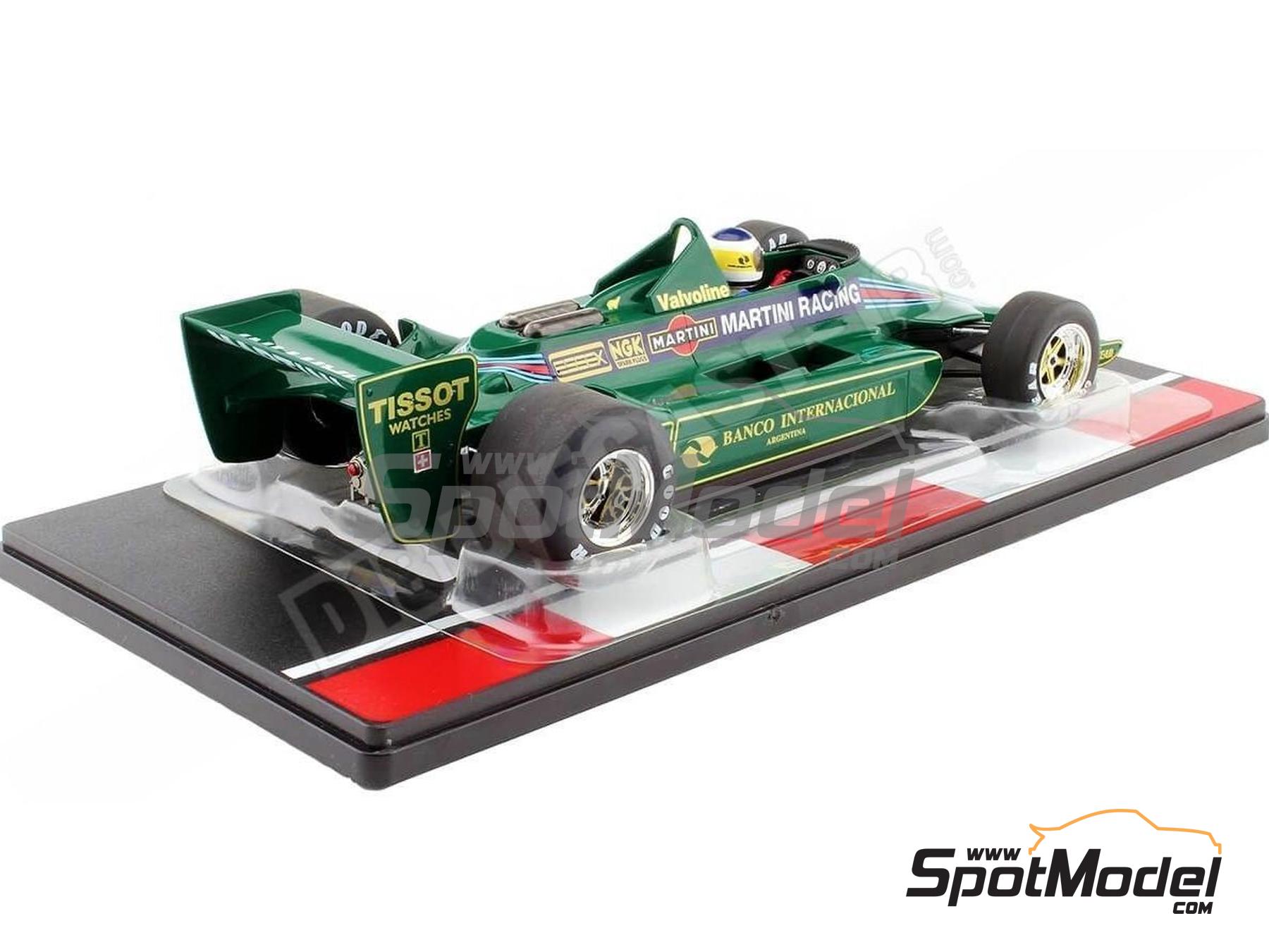 Image 2: Lotus Ford 79 Martini Racing Lotus Team sponsored by Banco Internacional Argentina - Argentine Formula 1 Grand Prix 1979 | Diecast model car in 1/18 scale manufactured by Modelcar Group (ref.&nbsp;DIE-62427, also 4052176751022, 18621F and MCG18621F)