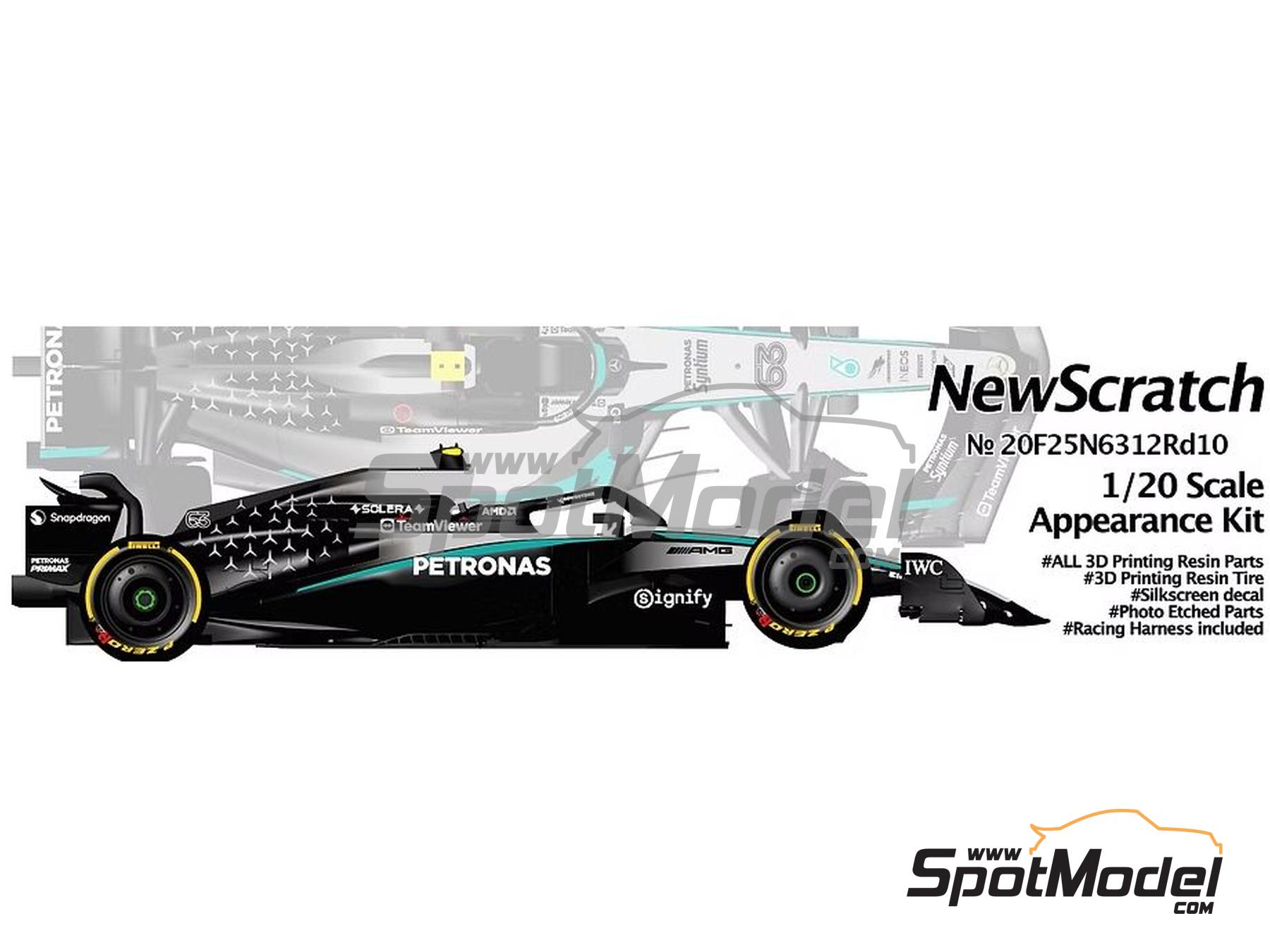 Image 1: Mercedes-AMG F1 W16 E Performance Equipo Mercedes-AMG Petronas patrocinado por Petronas, Team Viewer - Gran Premio de F&oacute;rmula 1 de Canada 2025 | Maqueta de coche en escala&nbsp;1/20 fabricado por NewScratch (ref.&nbsp;20F25N6312Rd10)