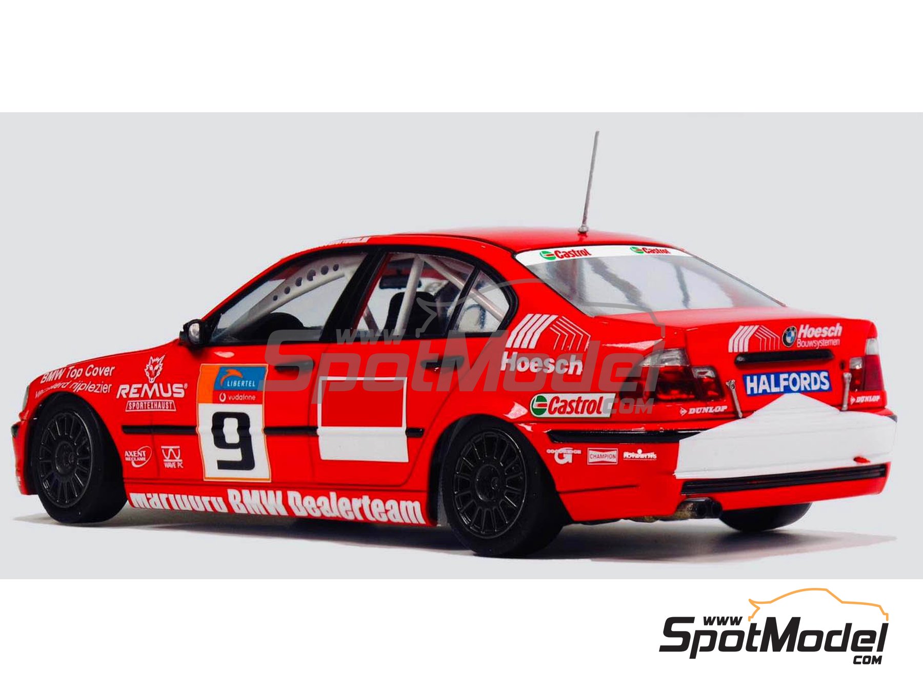 Image 8: BMW 320i E46 Equipo Marlboro BMW Dealer patrocinado por Marlboro - Campeonato Holandes de Turismos - DTCC 2001 | Maqueta de coche en escala&nbsp;1/24 fabricado por Nunu (ref.&nbsp;PN24007, tambien 4545782059328 y NU-24007)