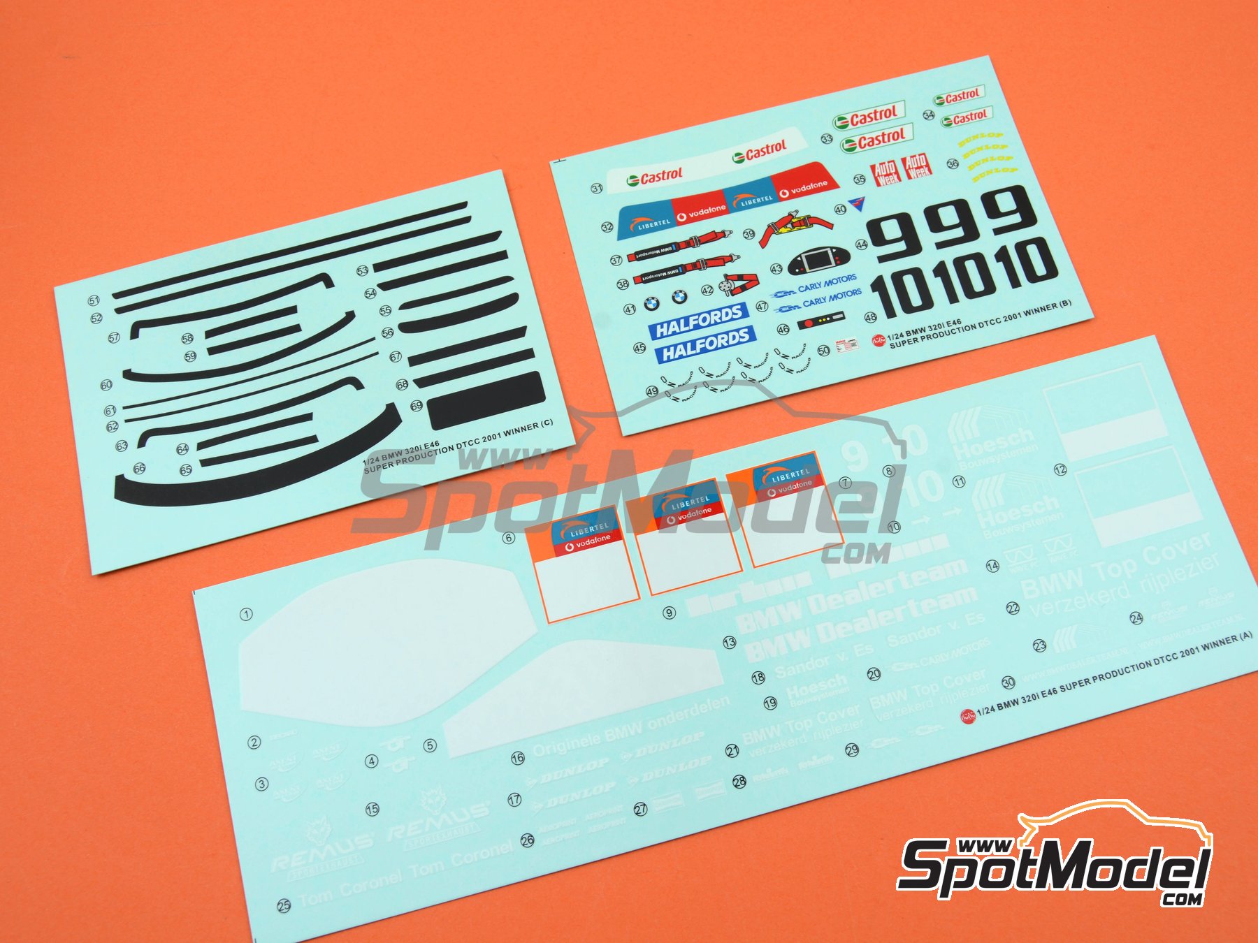 Image 20: BMW 320i E46 Equipo Marlboro BMW Dealer patrocinado por Marlboro - Campeonato Holandes de Turismos - DTCC 2001 | Maqueta de coche en escala&nbsp;1/24 fabricado por Nunu (ref.&nbsp;PN24007, tambien 4545782059328 y NU-24007)
