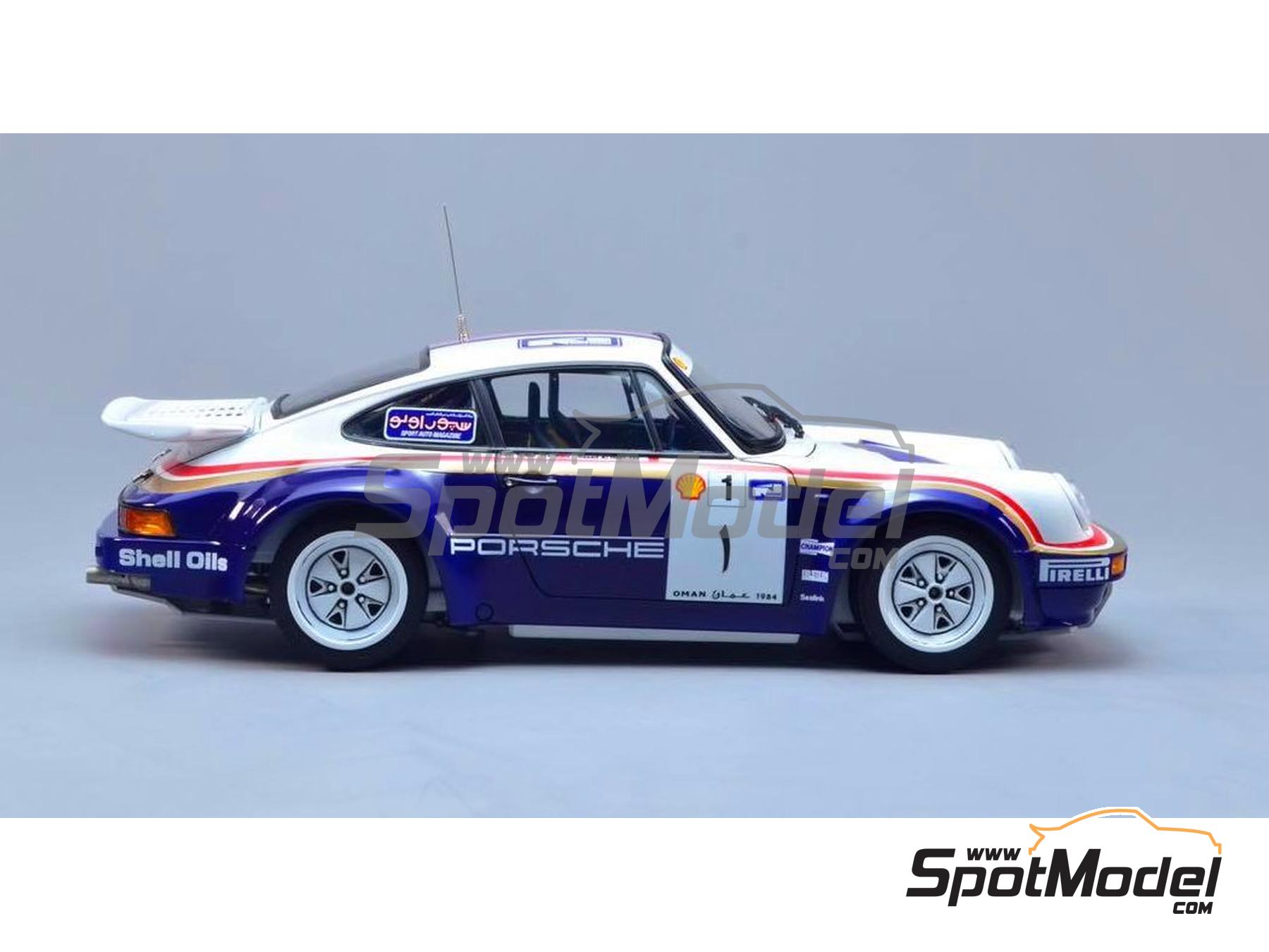 Image 6: Porsche 911 SC RS sponsored by Rothmans - Oman International Rally 1984 | Car scale model kit in 1/24 scale manufactured by Nunu (ref.&nbsp;PN24011, also 4545782069426 and NU-24011)