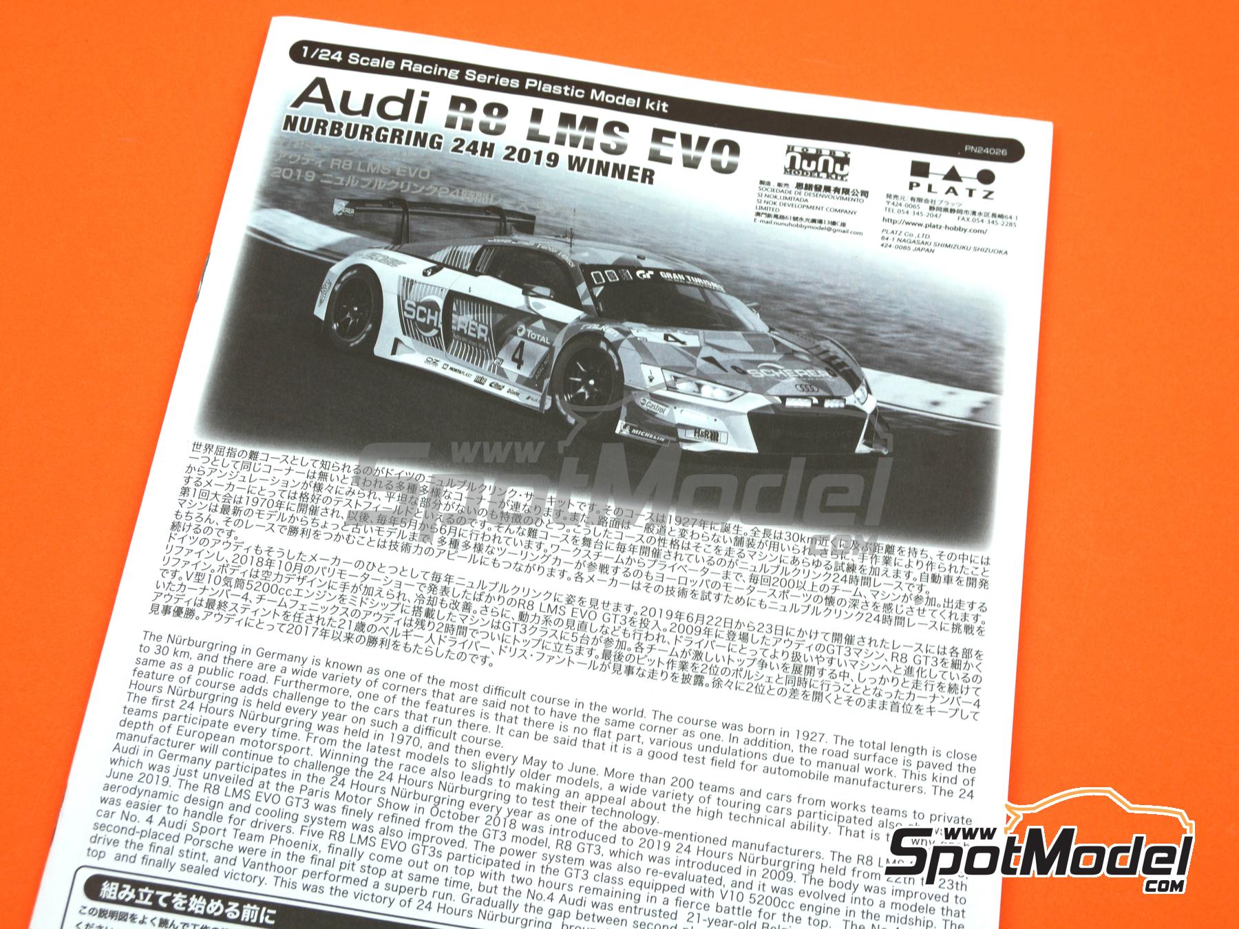 Image 20: Audi R8 LMS GT3 Evo Equipo Phoenix patrocinado por Scherer - 24 Horas de Nürburgring 2019 | Maqueta de coche en escala 1/24 fabricado por Nunu (ref. PN24026, tambien 4545782077322 y NU24026)