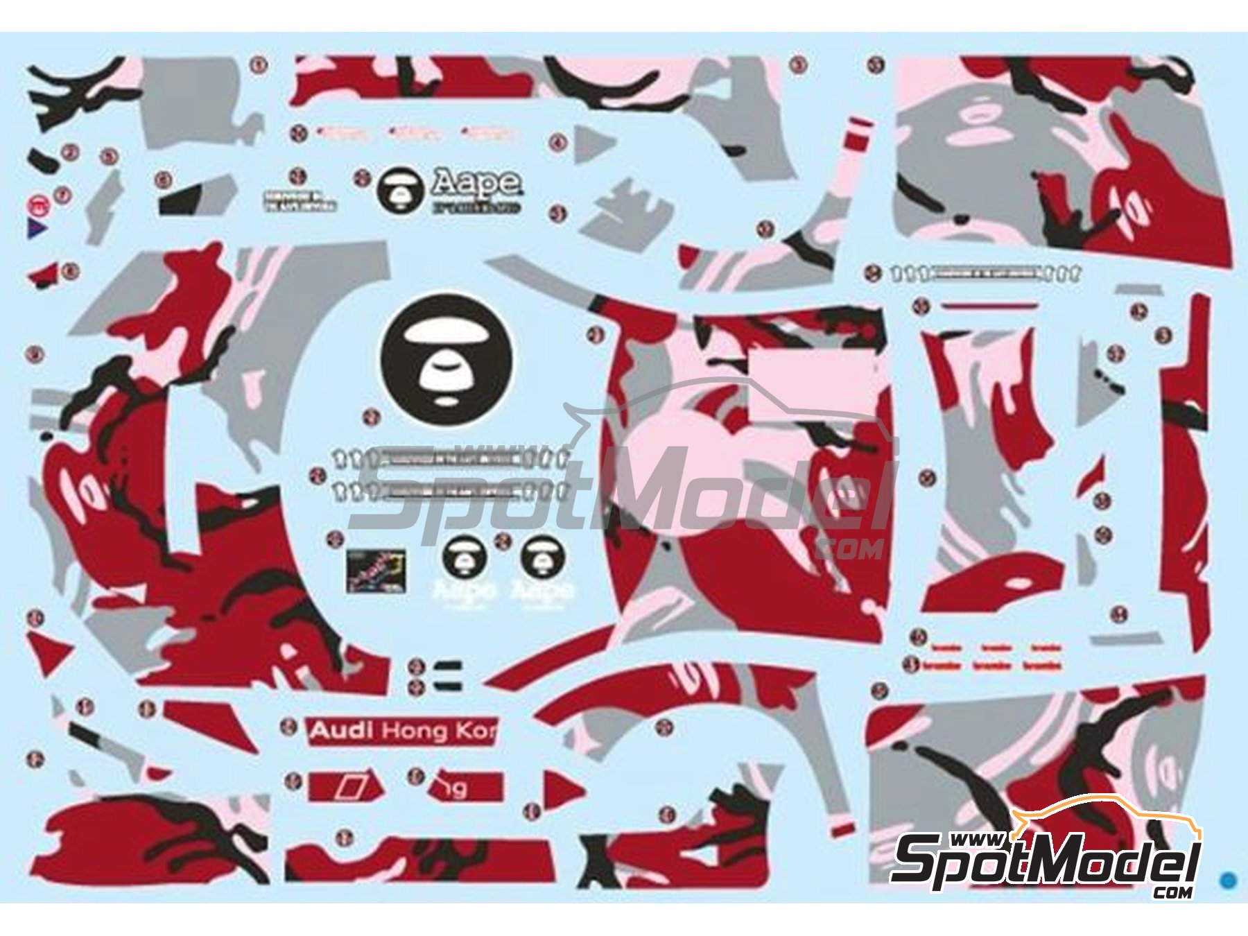 Image 3: Audi R8 LMS GT3 sponsored by AAPE Audi Hong Kong - Macau FIA GT World Cup Championship 2015 | Car scale model kit in 1/24 scale manufactured by Nunu (ref.&nbsp;PN24028, also 4545782076493 and NU24028)