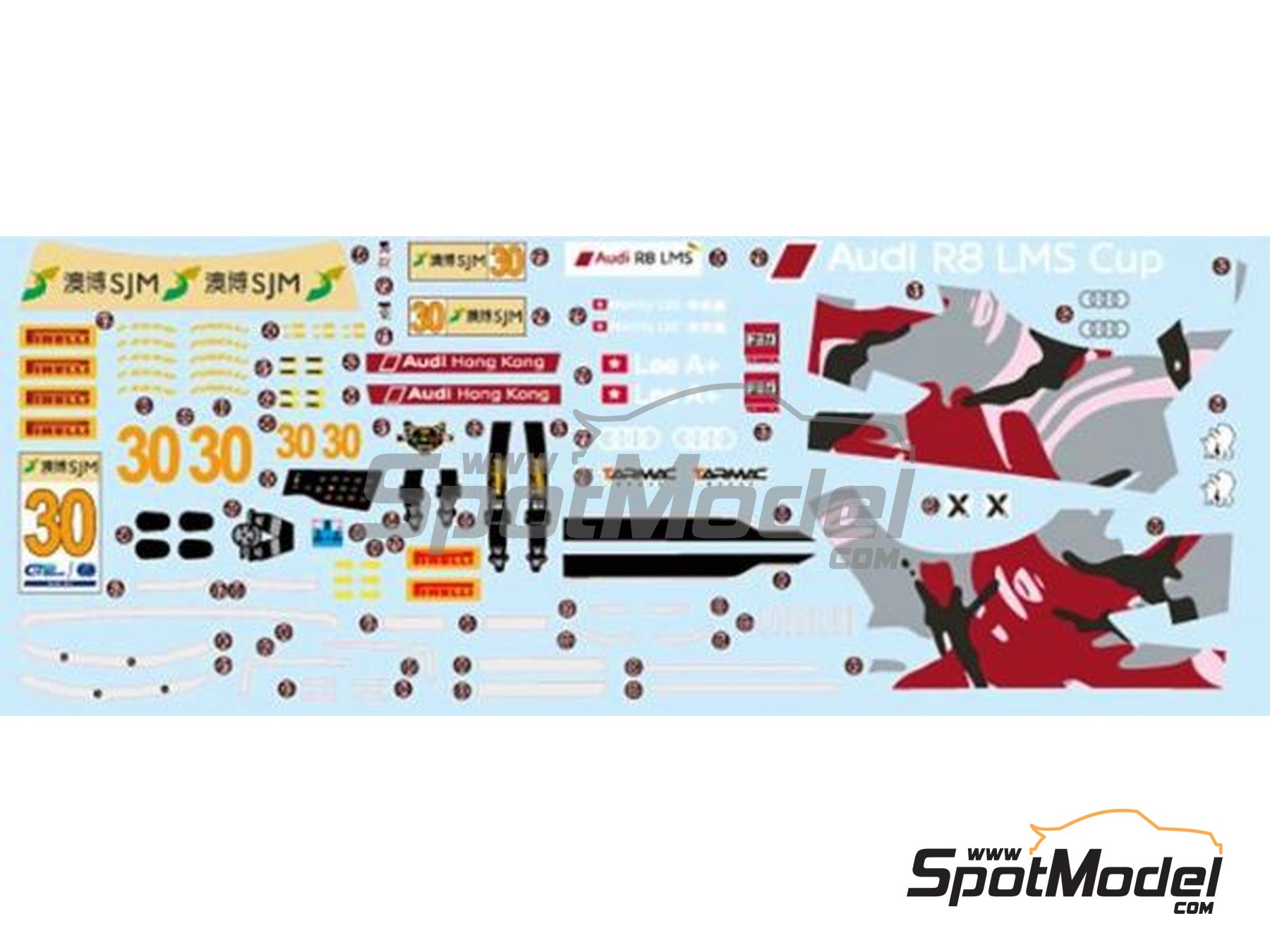 Image 4: Audi R8 LMS GT3 sponsored by AAPE Audi Hong Kong - Macau FIA GT World Cup Championship 2015 | Car scale model kit in 1/24 scale manufactured by Nunu (ref.&nbsp;PN24028, also 4545782076493 and NU24028)