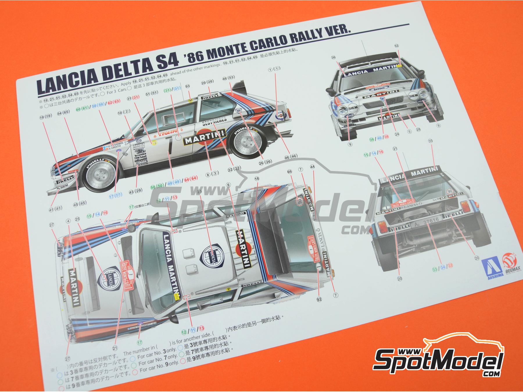 Image 19: Lancia Delta S4 Grupo B Equipo Martini International Racing - Rally de Monte Carlo - Rallye Automobile de Monte-Carlo 1986 | Maqueta de coche en escala 1/24 fabricado por Nunu (ref. PN24030, tambien 4545782075816)
