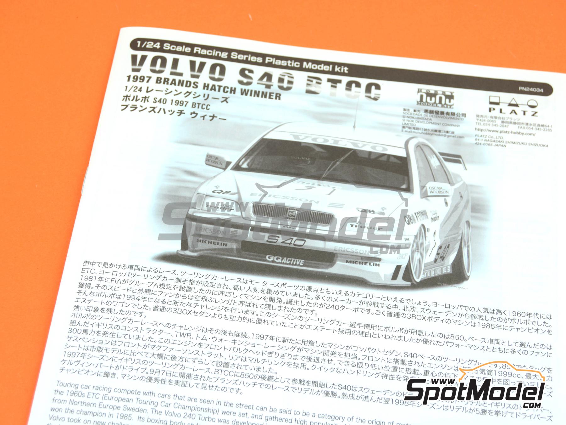Image 27: Volvo S40 Equipo TWR patrocinado por Q8 - Campeonato Ingl&eacute;s de Turismos - BTCC 1997 | Maqueta de coche en escala&nbsp;1/24 fabricado por Nunu (ref.&nbsp;PN24034, tambien 4545782075779)