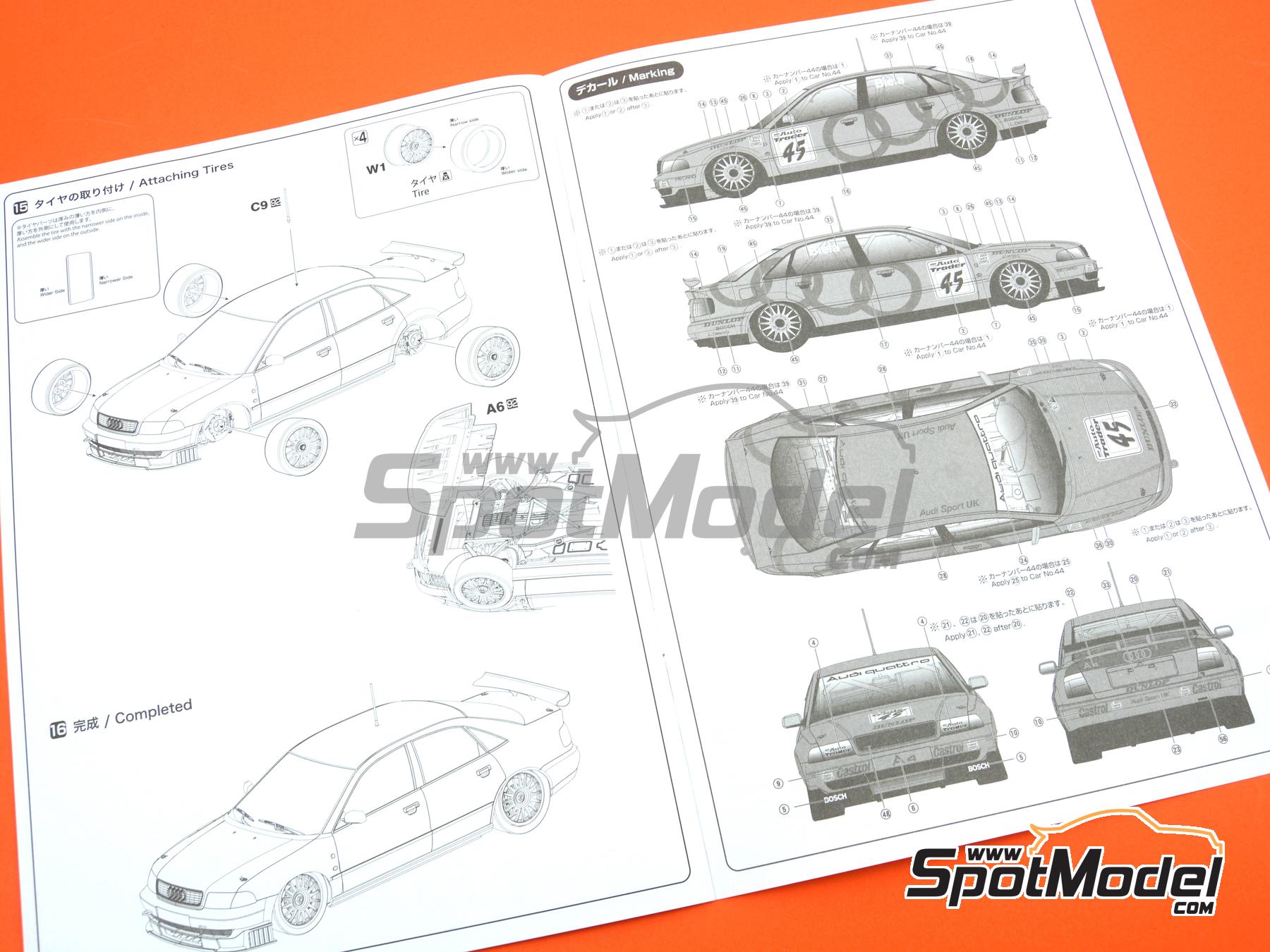 Image 46: Audi A4 Quattro Equipo Audi Sport UK - Campeonato Ingl&eacute;s de Turismos - BTCC 1996 | Maqueta de coche en escala&nbsp;1/24 fabricado por Nunu (ref.&nbsp;PN24035, tambien 4545782086515)