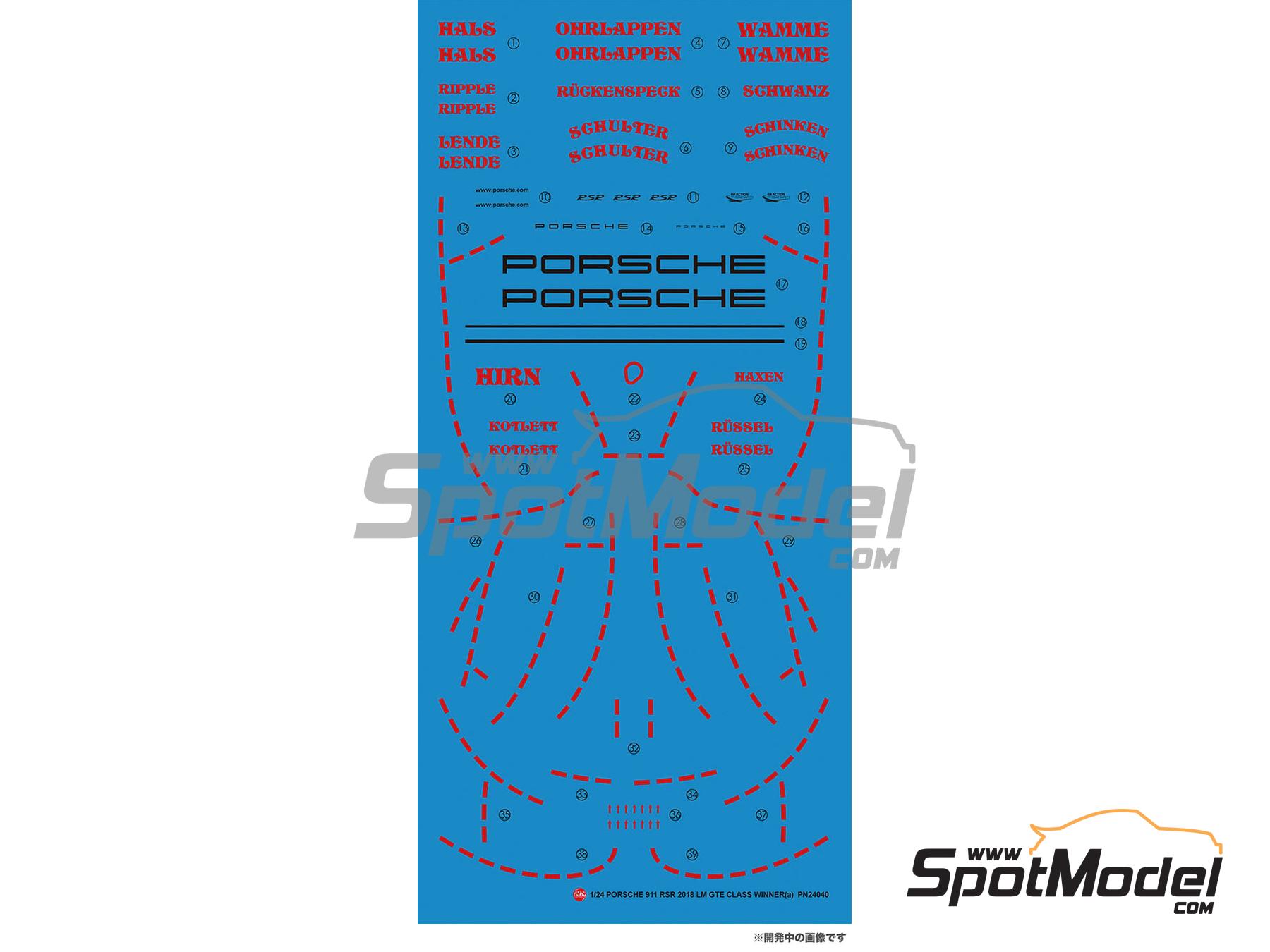 Image 6: Porsche 911 991 GT3 RSR Equipo Porsche GT patrocinado por Pink Pig - 24 Horas de Le Mans 2018 | Maqueta de coche en escala&nbsp;1/24 fabricado por Nunu (ref.&nbsp;PN24040, tambien 4545782089585)
