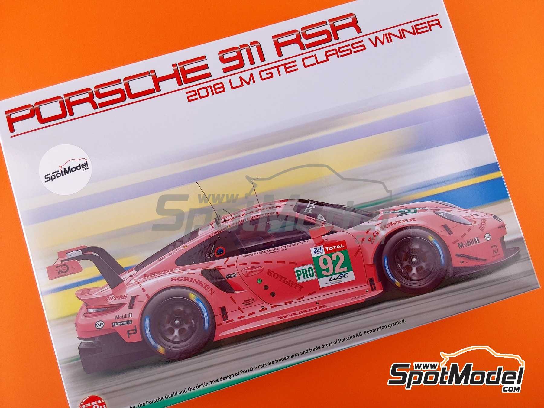 Image 23: Porsche 911 991 GT3 RSR Equipo Porsche GT patrocinado por Pink Pig - 24 Horas de Le Mans 2018 | Maqueta de coche en escala&nbsp;1/24 fabricado por Nunu (ref.&nbsp;PN24040, tambien 4545782089585)
