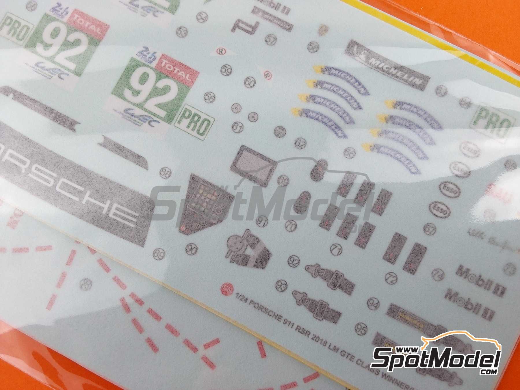 Image 31: Porsche 911 991 GT3 RSR Equipo Porsche GT patrocinado por Pink Pig - 24 Horas de Le Mans 2018 | Maqueta de coche en escala&nbsp;1/24 fabricado por Nunu (ref.&nbsp;PN24040, tambien 4545782089585)