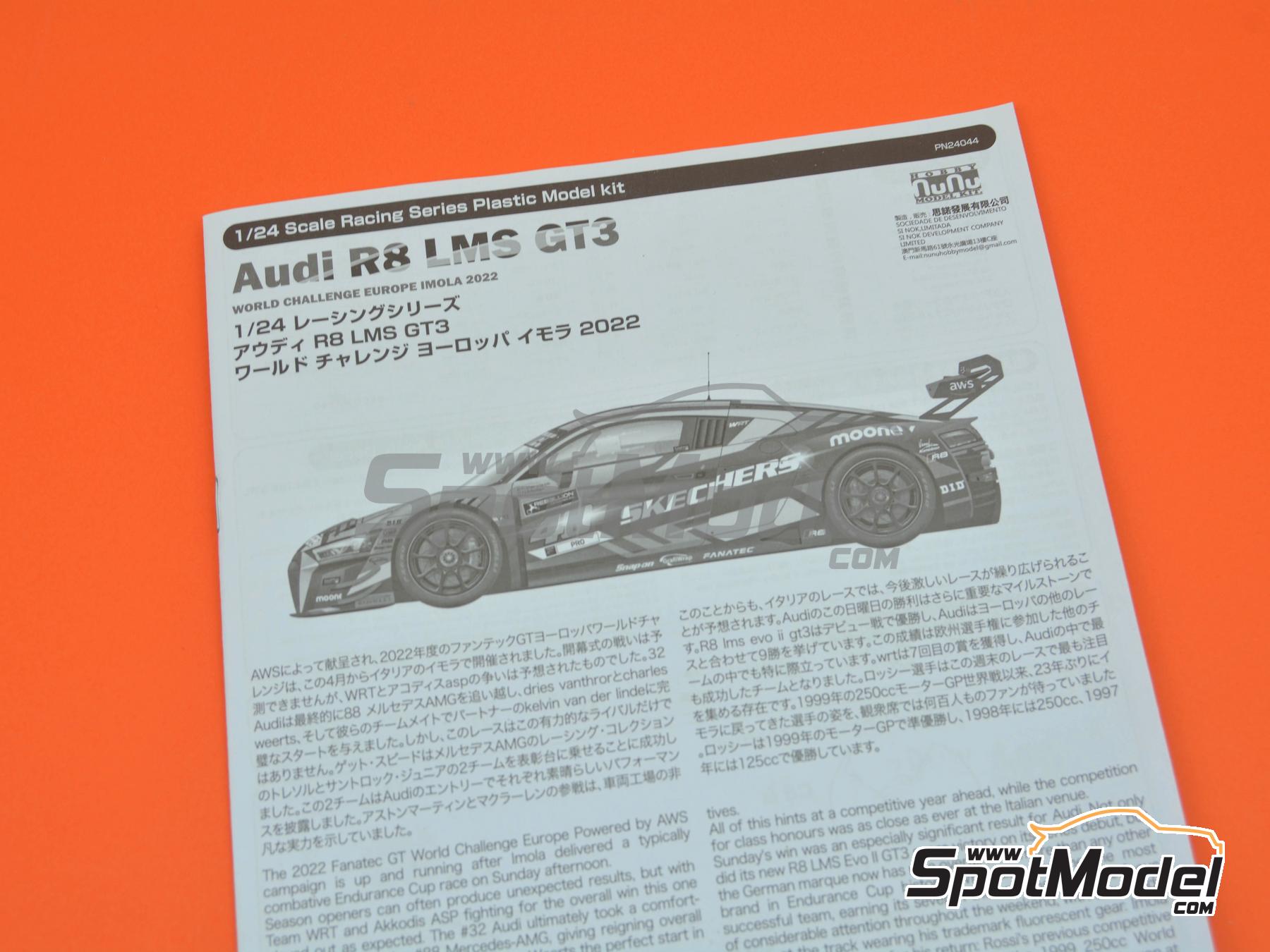 Image 11: Audi R8 LMS GT3 Evo II WRT Team sponsored by Skechers - GT World Challenge Europe 2022 | Car scale model kit in 1/24 scale manufactured by Nunu (ref. PN24044, also 9588882826228)