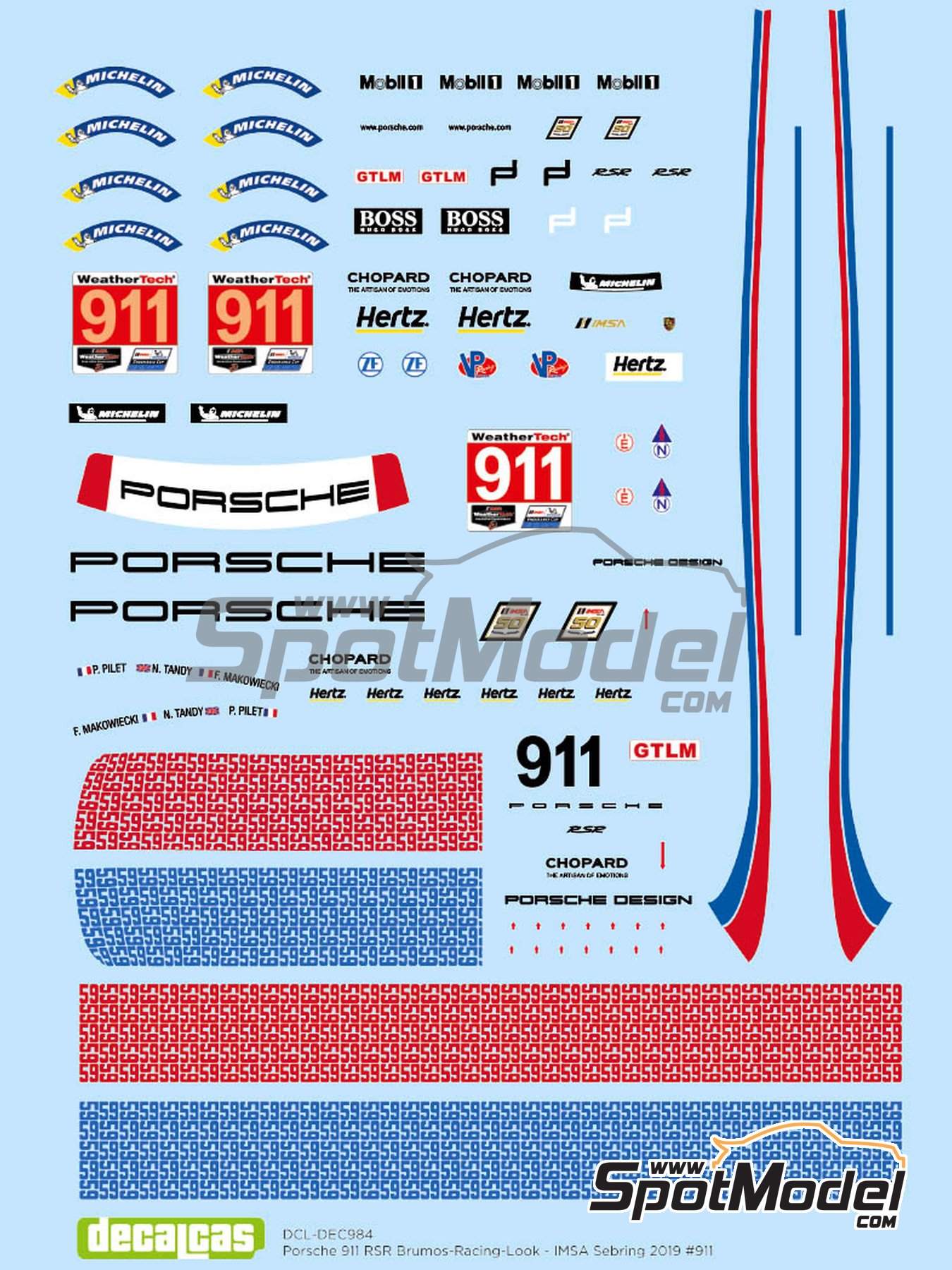 DECALS Scalextric RC 10 sponsors 76 Champion Sinclair Mobil 1/43 1/32 GT3 LMP 