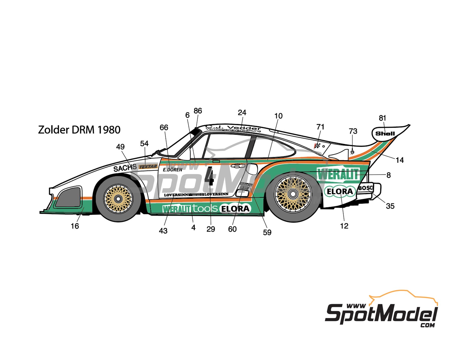 decal starter 1/43°  Decal  Porsche 935/2 Liqui Moly n°2 Daytona 80 winner 