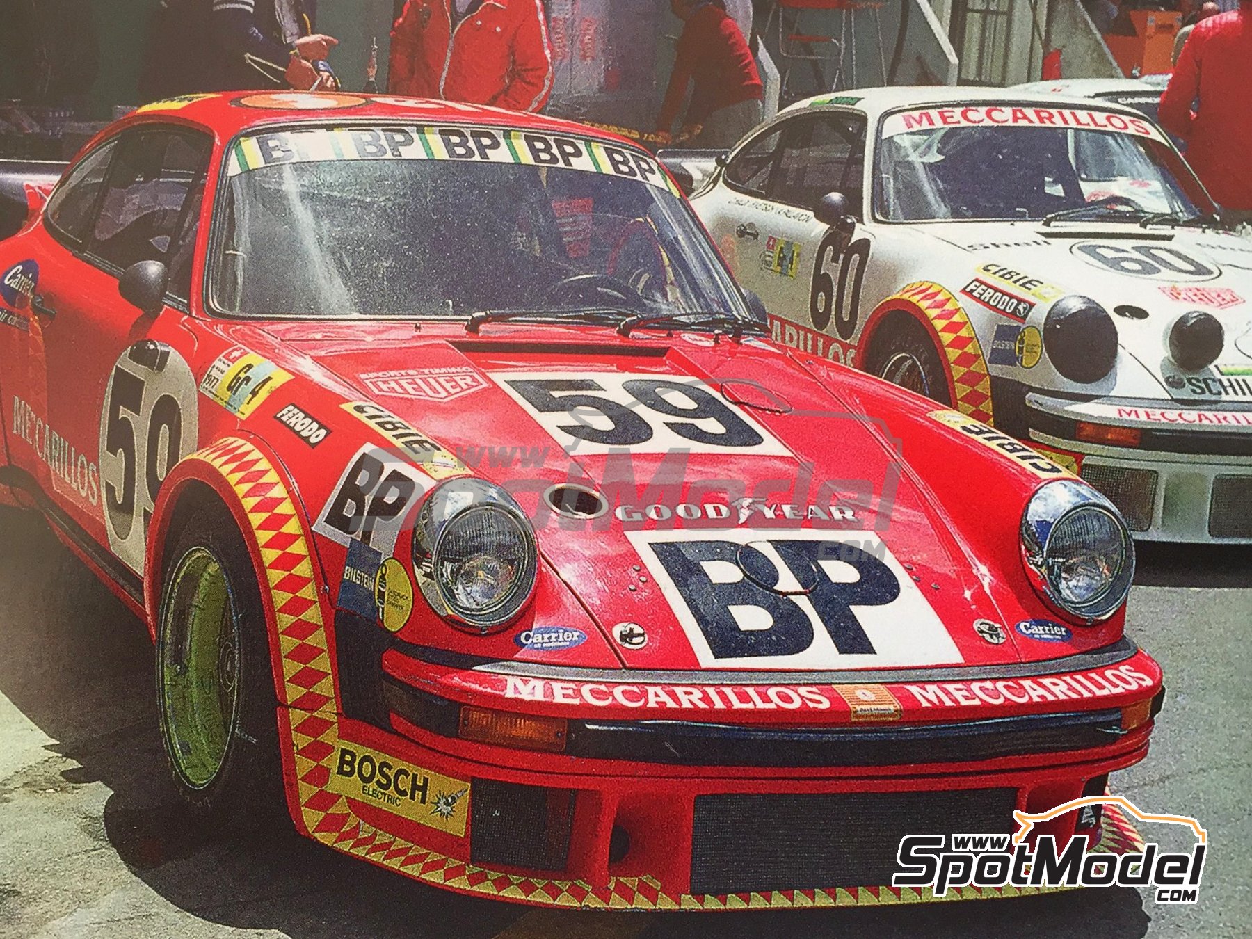Image 5: Porsche 934 Turbo RSR Group 4 Schiller Racing Team sponsored by Meccarillos - 24 Hours Le Mans 1977 | Marking / livery in 1/24 scale , designed by J Banks  and  manufactured by Print Lab Decals (ref. PLB2-015370)