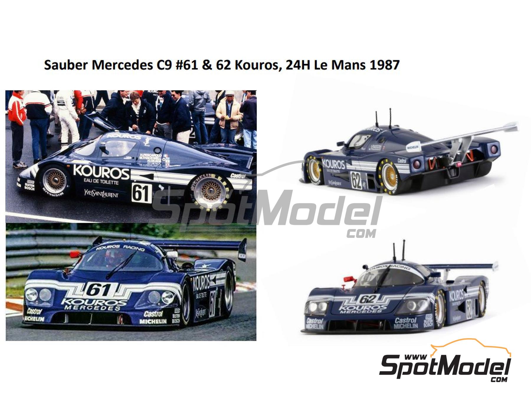 Image 2: Sauber Mercedes C9 sponsored by Michelin Kouros - 24 Hours Le Mans, ADAC Bilstein Super Sprint 1987 | Marking / livery in 1/27 scale , designed by OlivierSD  and  manufactured by Print Lab Decals (ref.&nbsp;PLB2-037564)