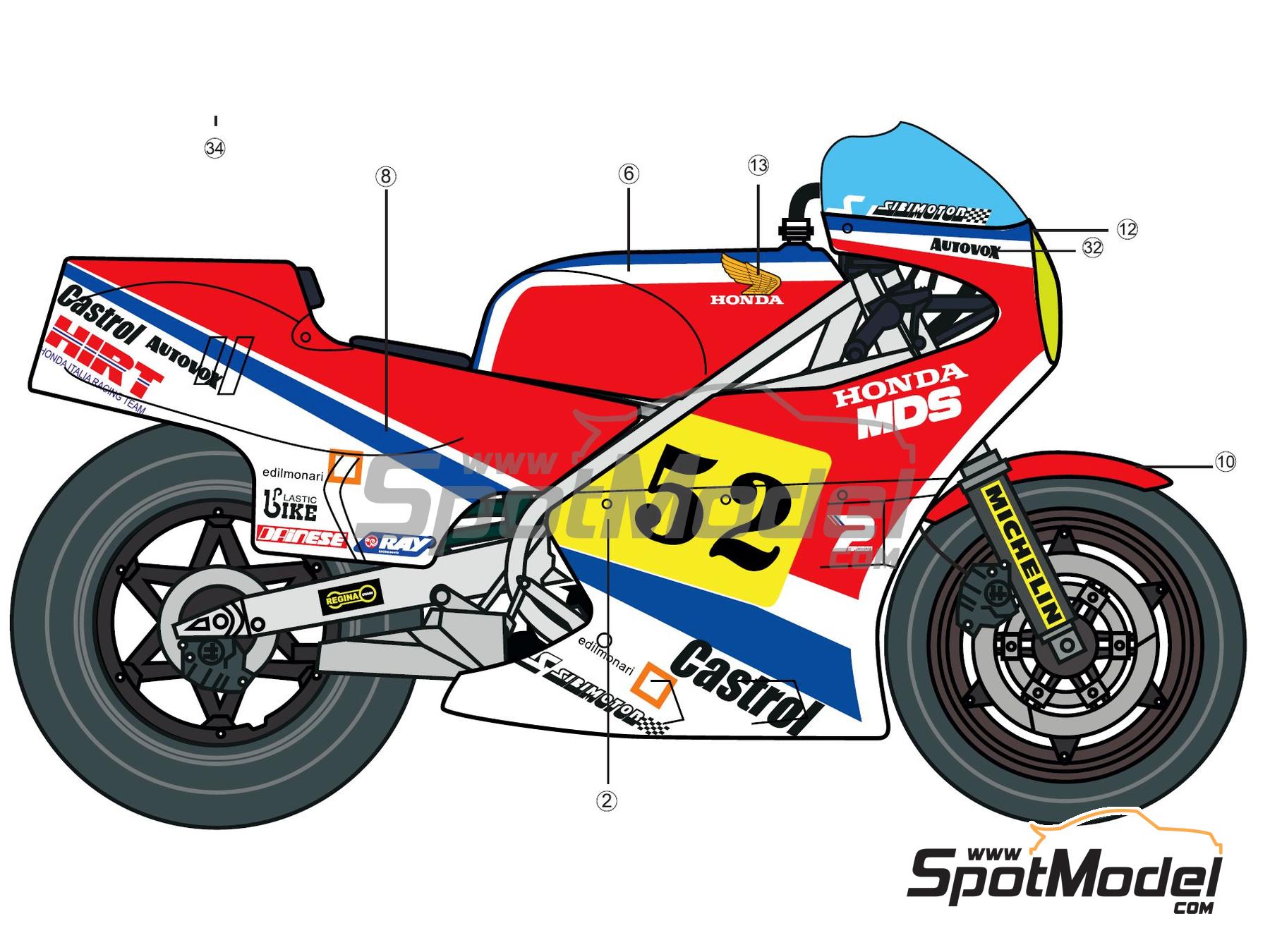 Image 4: Honda RS 500 - Gran Premio de Motociclismo de Sur&aacute;frica | Decoraci&oacute;n en escala&nbsp;1/12 , dise&ntilde;ado por Screendesign  y  fabricado por Print Lab Decals (ref.&nbsp;PLB2-047536)