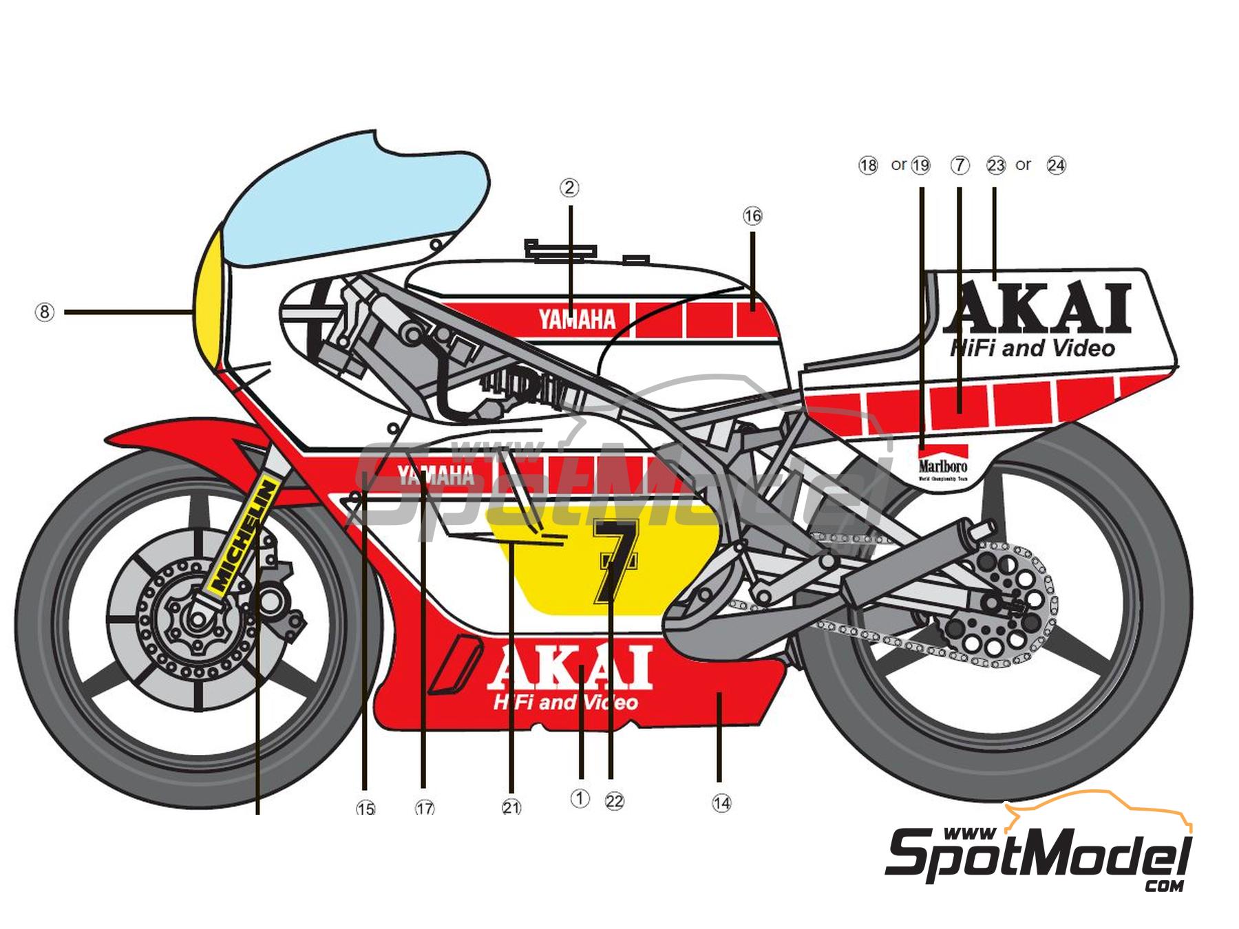 Image 1: Yamaha YZR500 sponsored by John Player Special - Zolder, Transatlantic Trophy 1980 and 1981 | Marking / livery in 1/12 scale , designed by Screendesign  and  manufactured by Print Lab Decals (ref.&nbsp;PLB2-102857)
