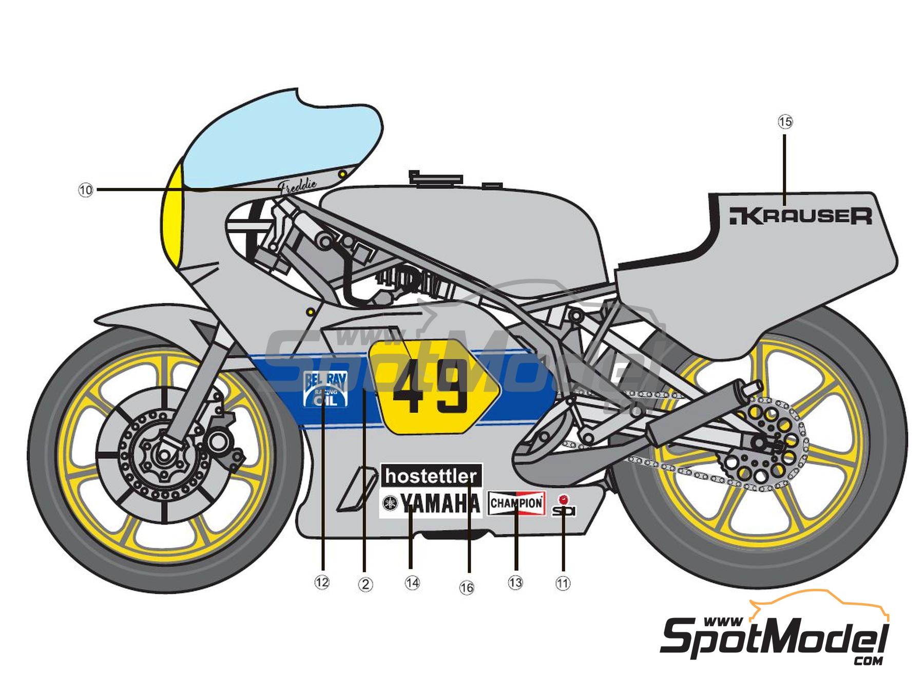 Image 2: Yamaha YZR500 sponsored by John Player Special - Zolder, Transatlantic Trophy 1980 and 1981 | Marking / livery in 1/12 scale , designed by Screendesign  and  manufactured by Print Lab Decals (ref.&nbsp;PLB2-102857)