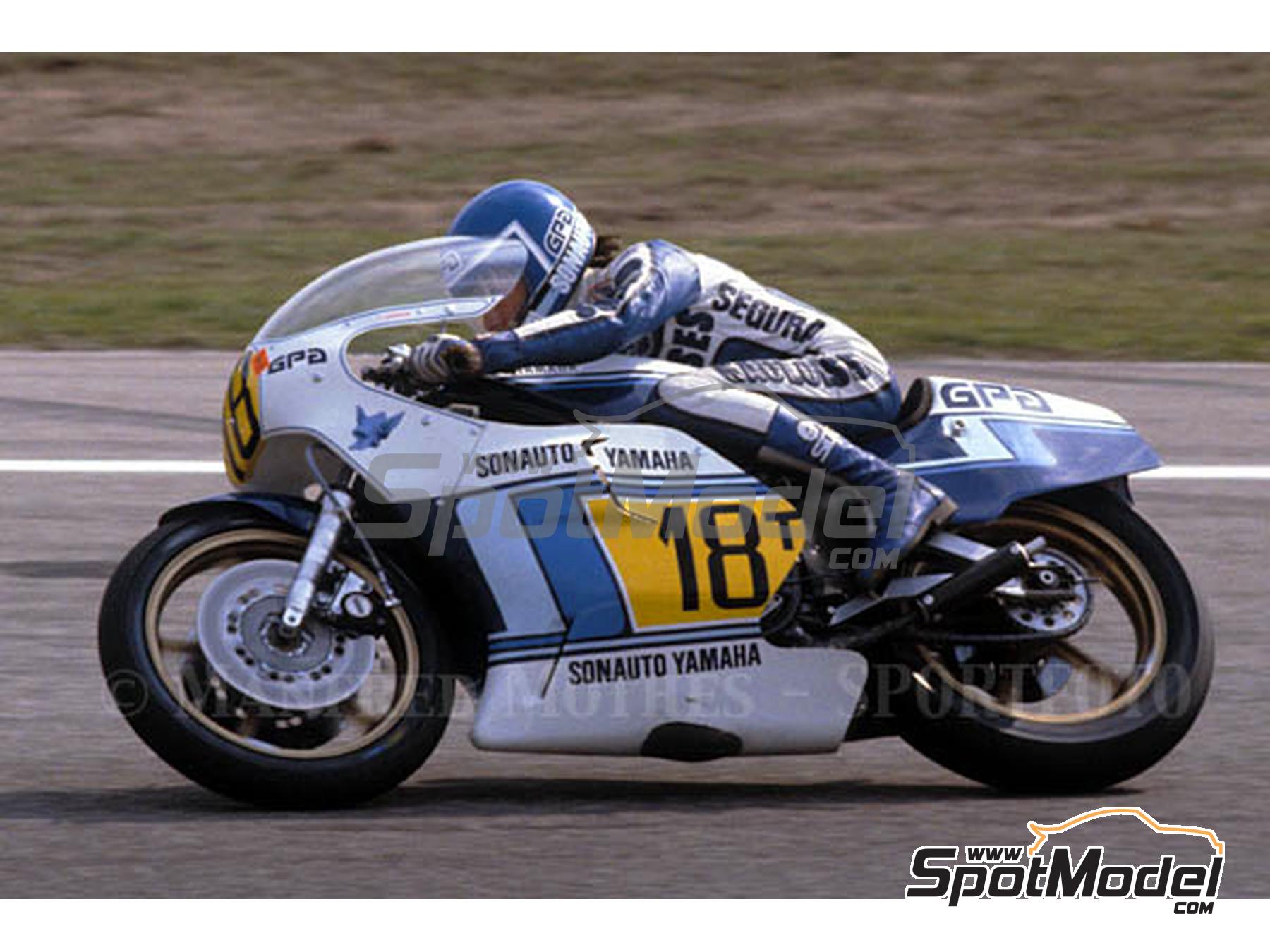 Image 1: Yamaha YZR500 sponsored by Gauloises Sonauto - Motorcycle World Championship 1979 | Marking / livery in 1/12 scale , designed by Screendesign  and  manufactured by Print Lab Decals (ref. PLB2-114984)