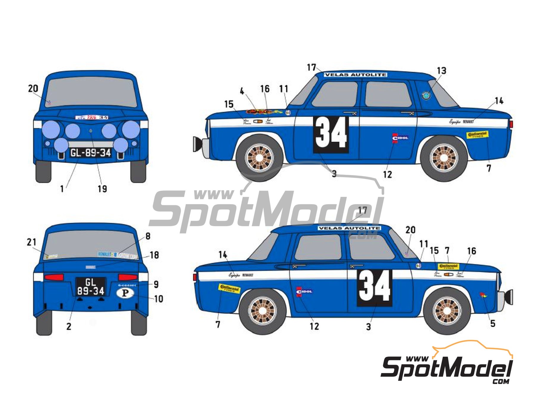 Image 15: Alpine Renault A310 1800 + Renault R8 Gordini + Mini Cooper S patrocinado por Gitanes - Rally de Portugal - Vinho do Porto, TAP Rally de Portugal 1967, 1968 y 1976 | Decoraci&oacute;n en escala&nbsp;1/24 , dise&ntilde;ado por Jorge Pinho  y  fabricado por Print Lab Decals (ref.&nbsp;PLB2-131542)