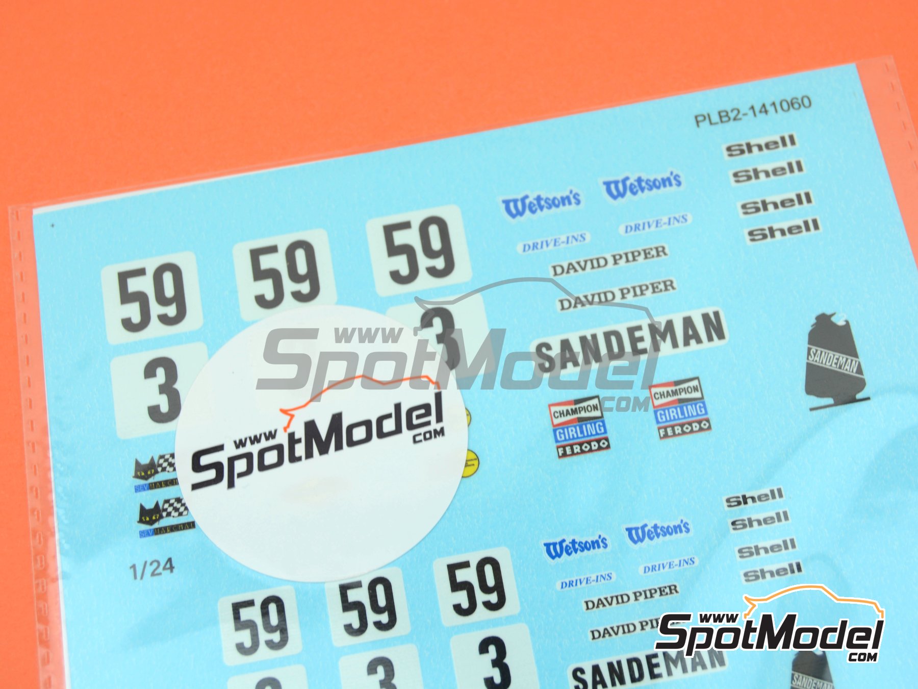 Image 3: Porsche 917K David Piper Team sponsored by Sandeman - Montlhery 500K, Magny Cours 1970 | Marking / livery in 1/24 scale , designed by Anonymous  and  manufactured by Print Lab Decals (ref.&nbsp;PLB2-141060)