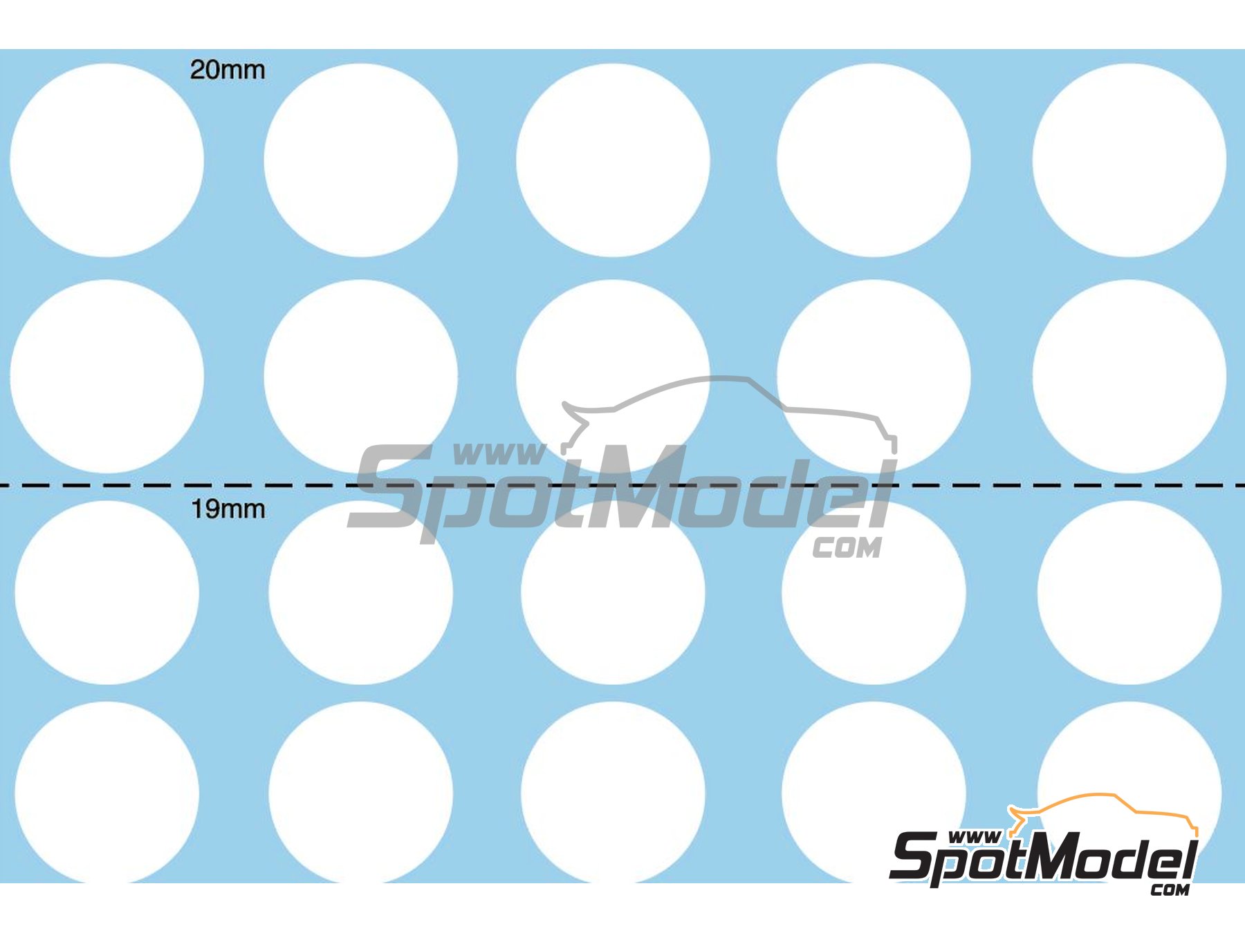 30 MM White Circles Decals 1/18 Discs White Of 30 MM FFSMC Productions 